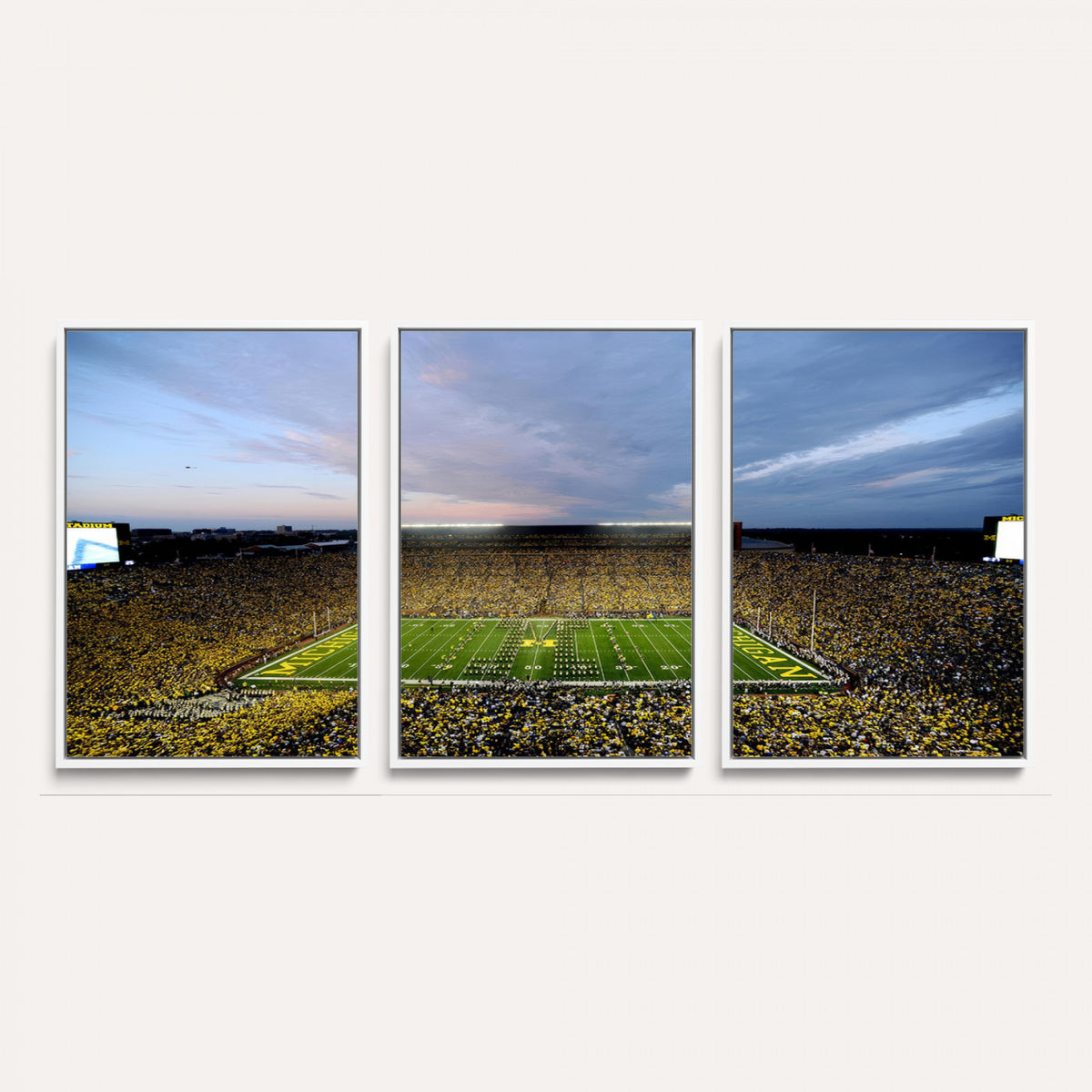 82641-MGV-CV-36X24 - Michigan Stadium Wall Art Canvas Print – Framed Football Field Scene with Marching Band Artwork for Home, Office