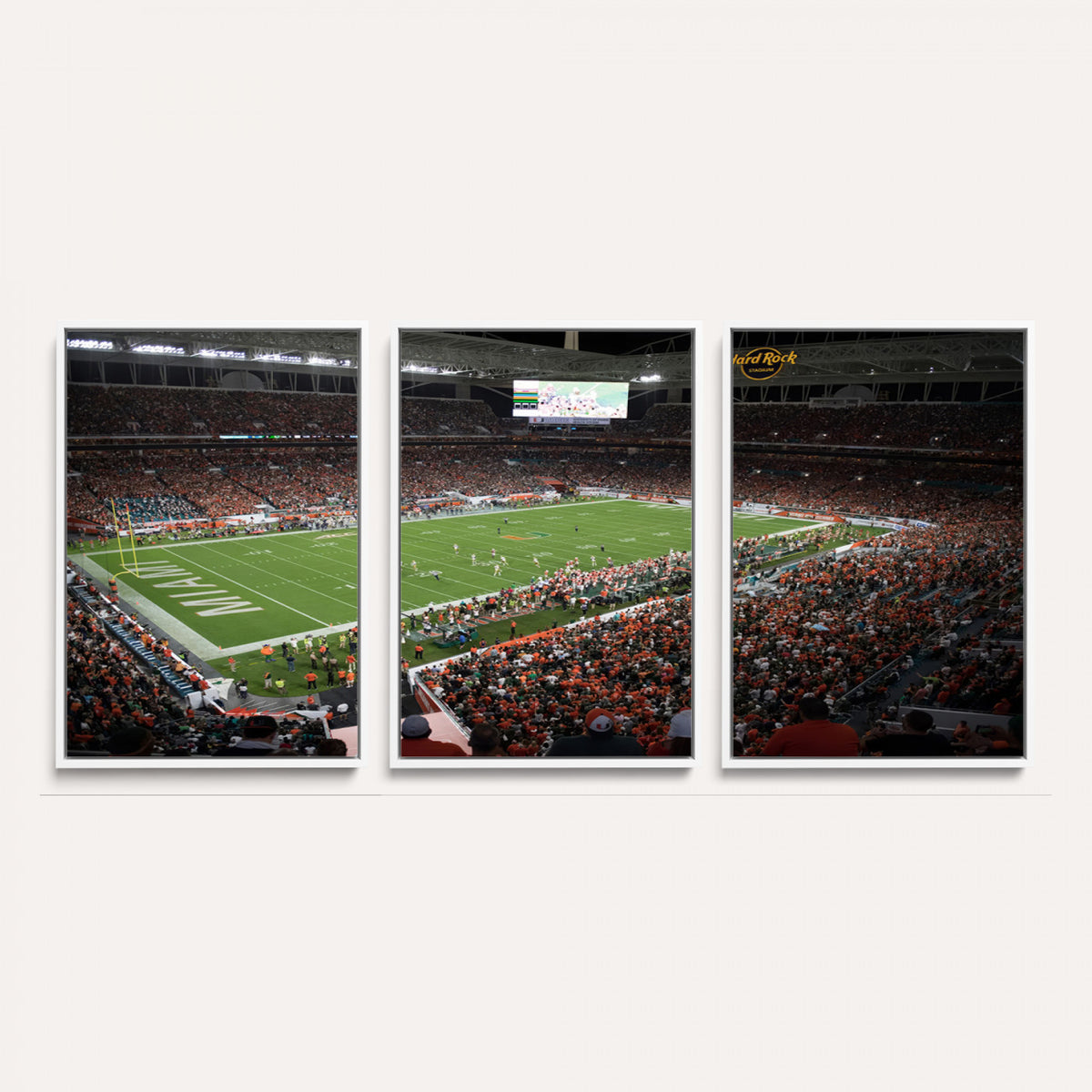 33698-PAN-FL-20X10 - Miami Hurricanes Football Team Print Canvas- Miami Hard Rock Stadium Wall Art Canvas Print