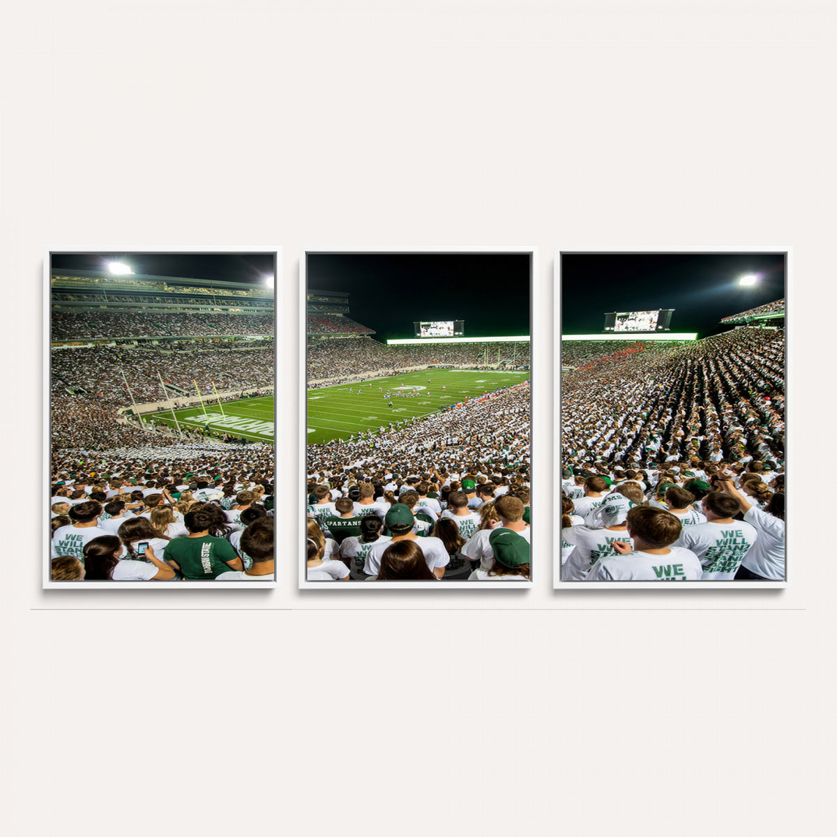 30457-PAN-FL-20X10 - Michigan State Spartans Football Canvas Print - East Lansing Spartan Stadium Wall Art Canvas Print