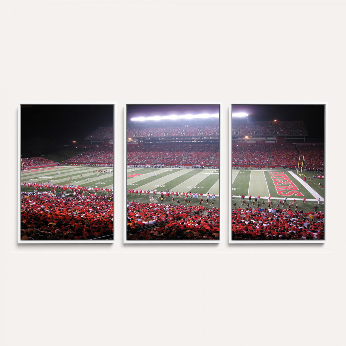 53225-PAN-FL-20X10 - Rutgers University Scarlet Knights Football Team Print - Piscataway SHI Stadium Wall Art Canvas