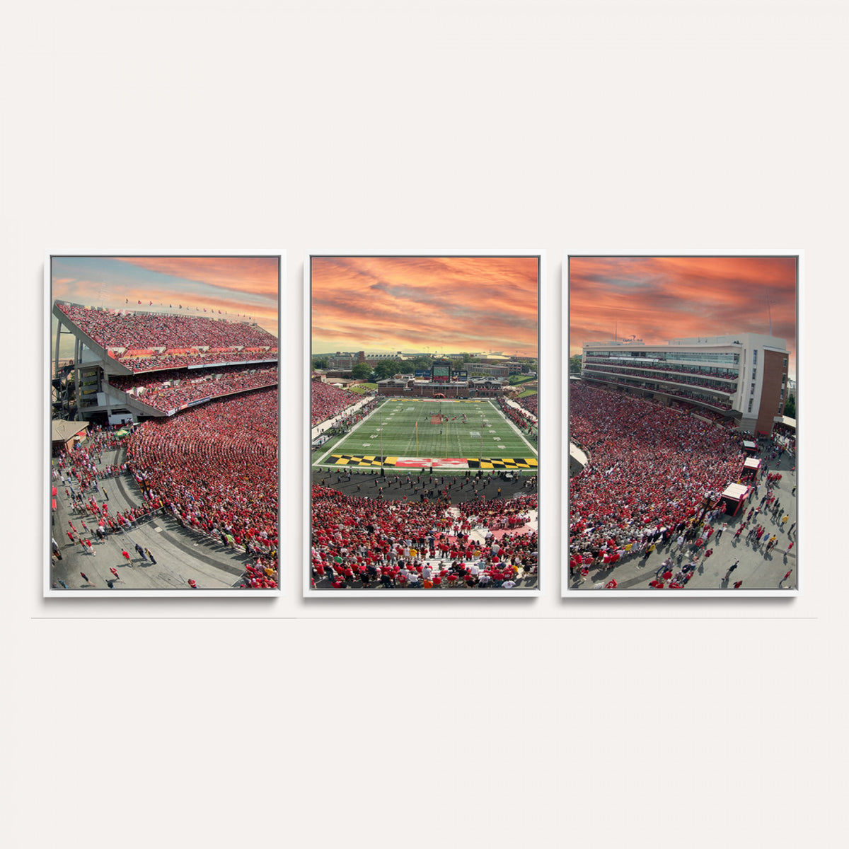 24140-PAN-FL-20X10 - University of Maryland Terrapins Football Team Print - College Park SECU Stadium Wall Art Canvas