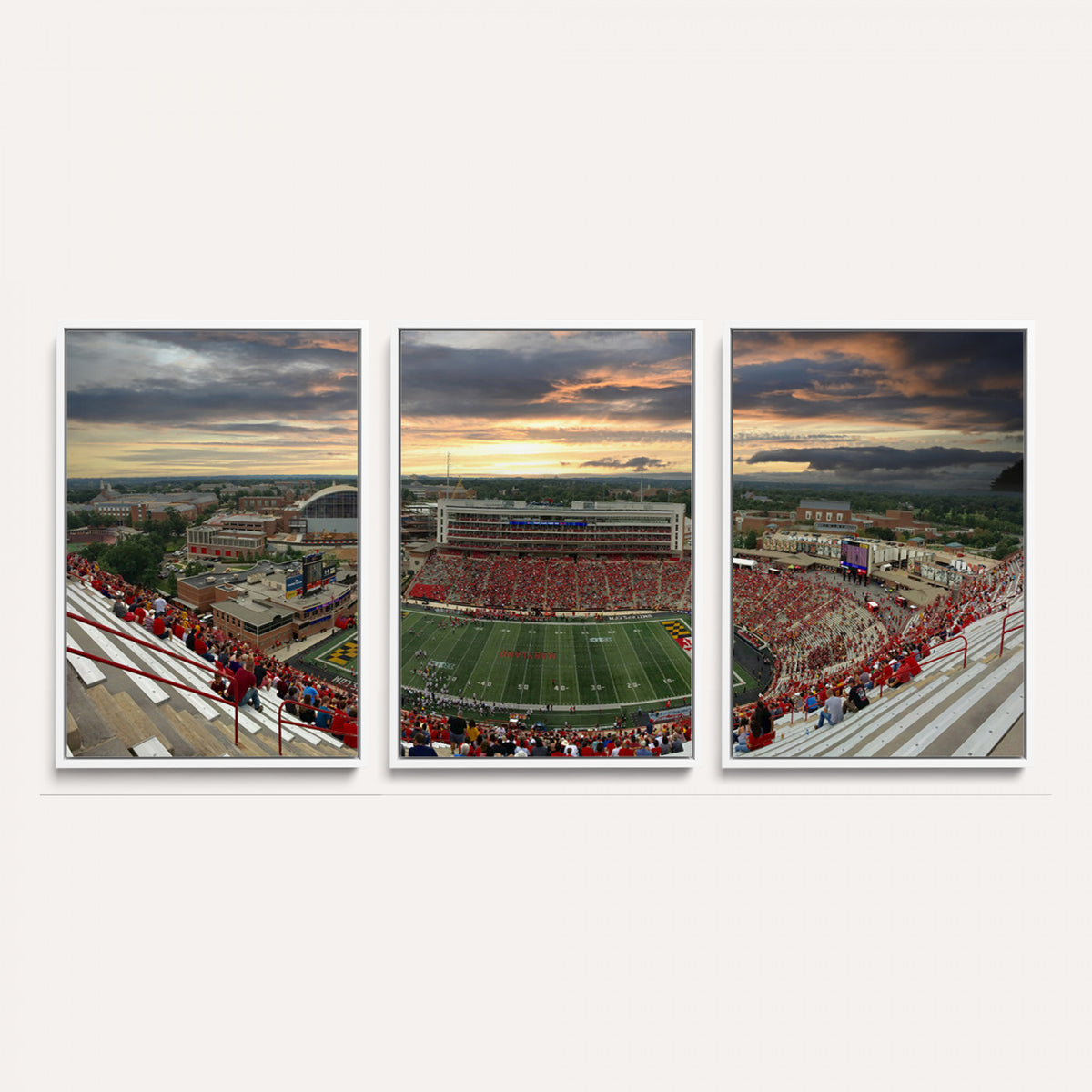 29993-PAN-FL-20X10 - University of Maryland Terrapins Football Team Print - College Park SECU Stadium Wall Art Canvas