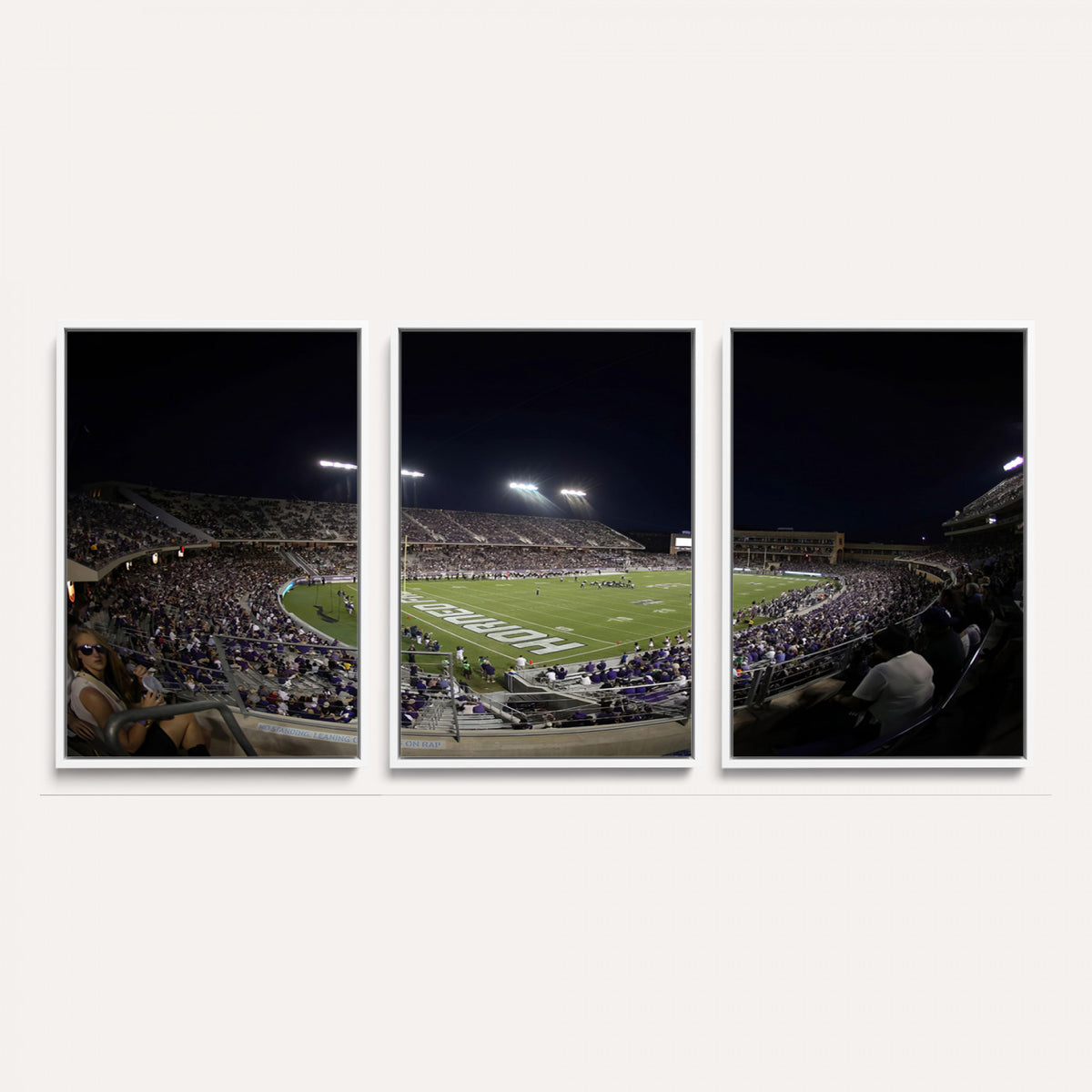 59222-PAN-FL-20X10 - TCU Horned Frogs Football Team Print - Fort Worth Amon G. Carter Stadium Wall Art Canvas Print.