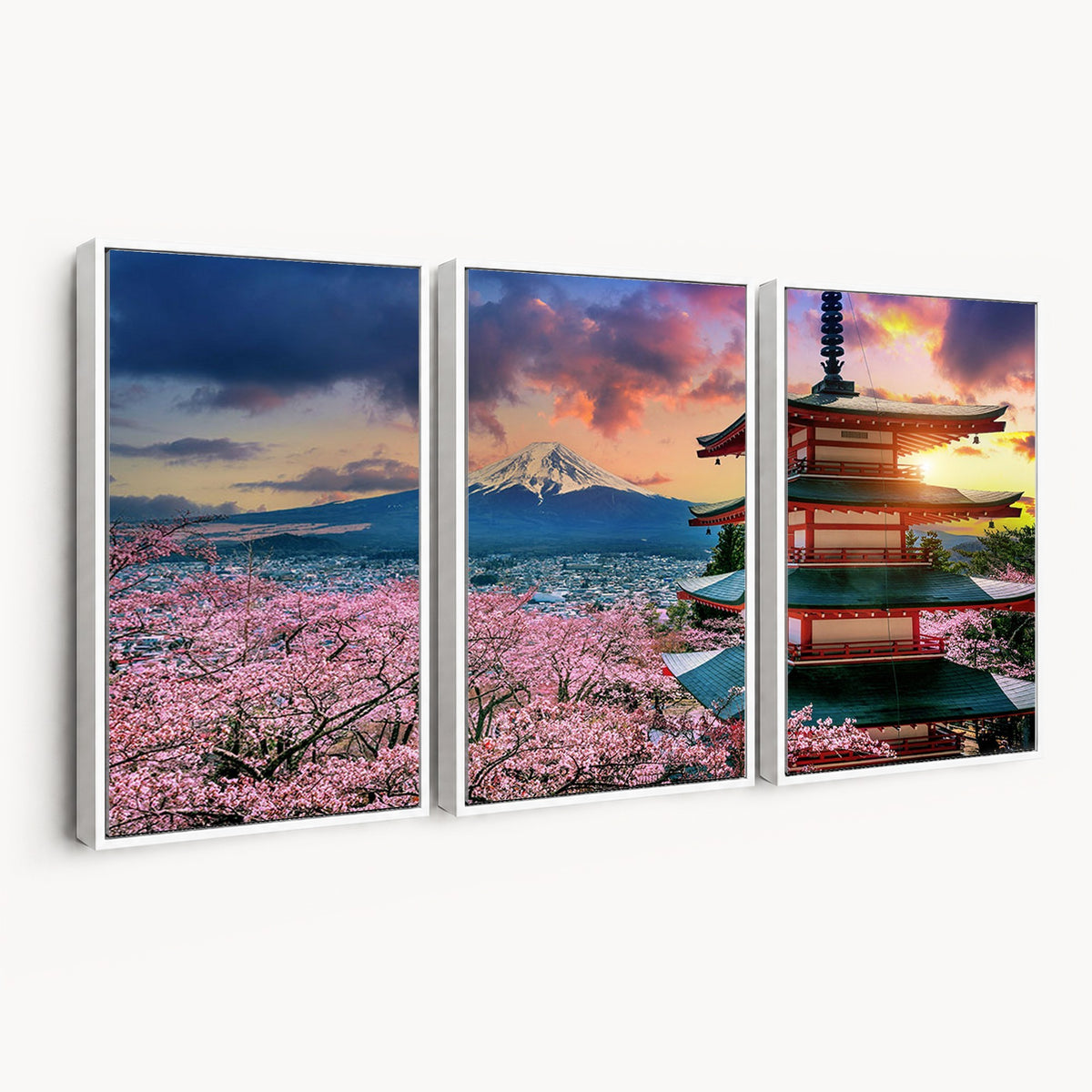 95987-MGV-CV-24X16 - Cherry Blossoms Canvas Print, Chureito Pagoda and Mount Fuji Wall Art