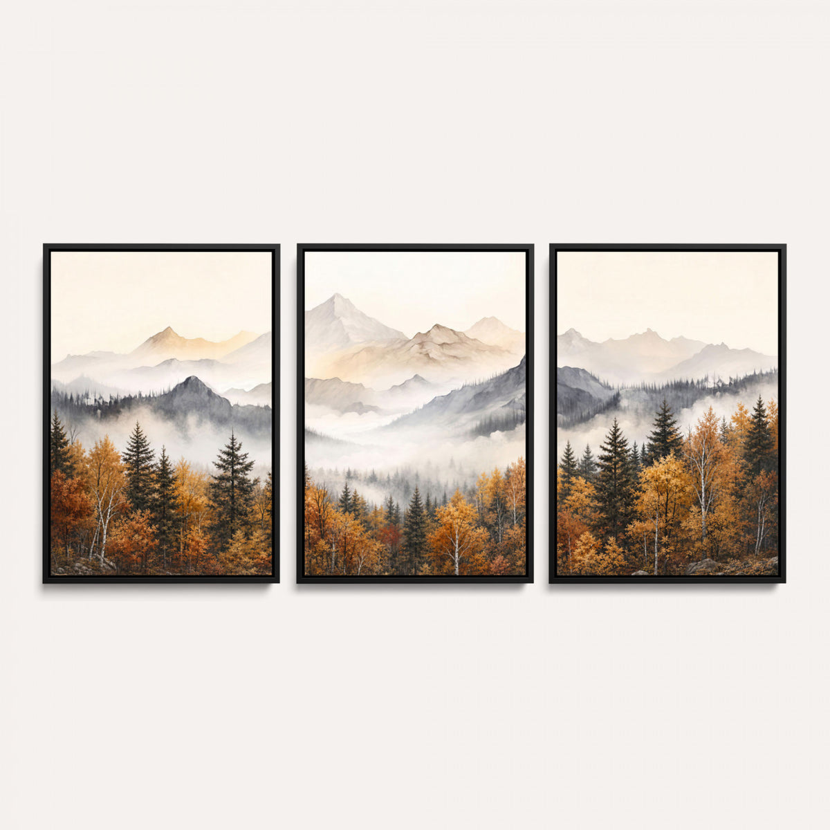70049-MGV-CV-36X24 - Abstract Mountain Wall Art, Misty Mountain Forest