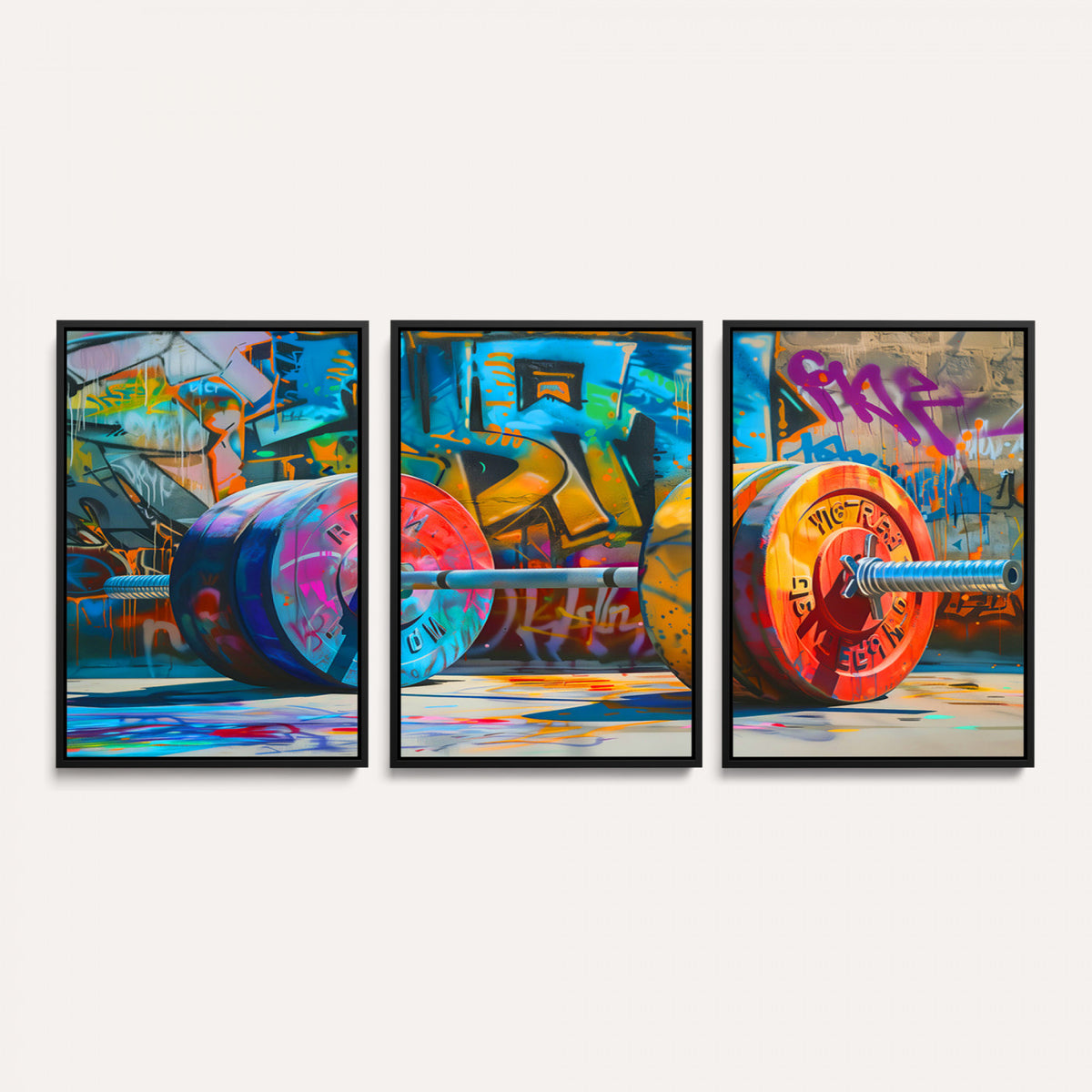 70871-MGV-CV-36X24 - Fitness Gym Barbell Graffiti Wall Art Canvas Print