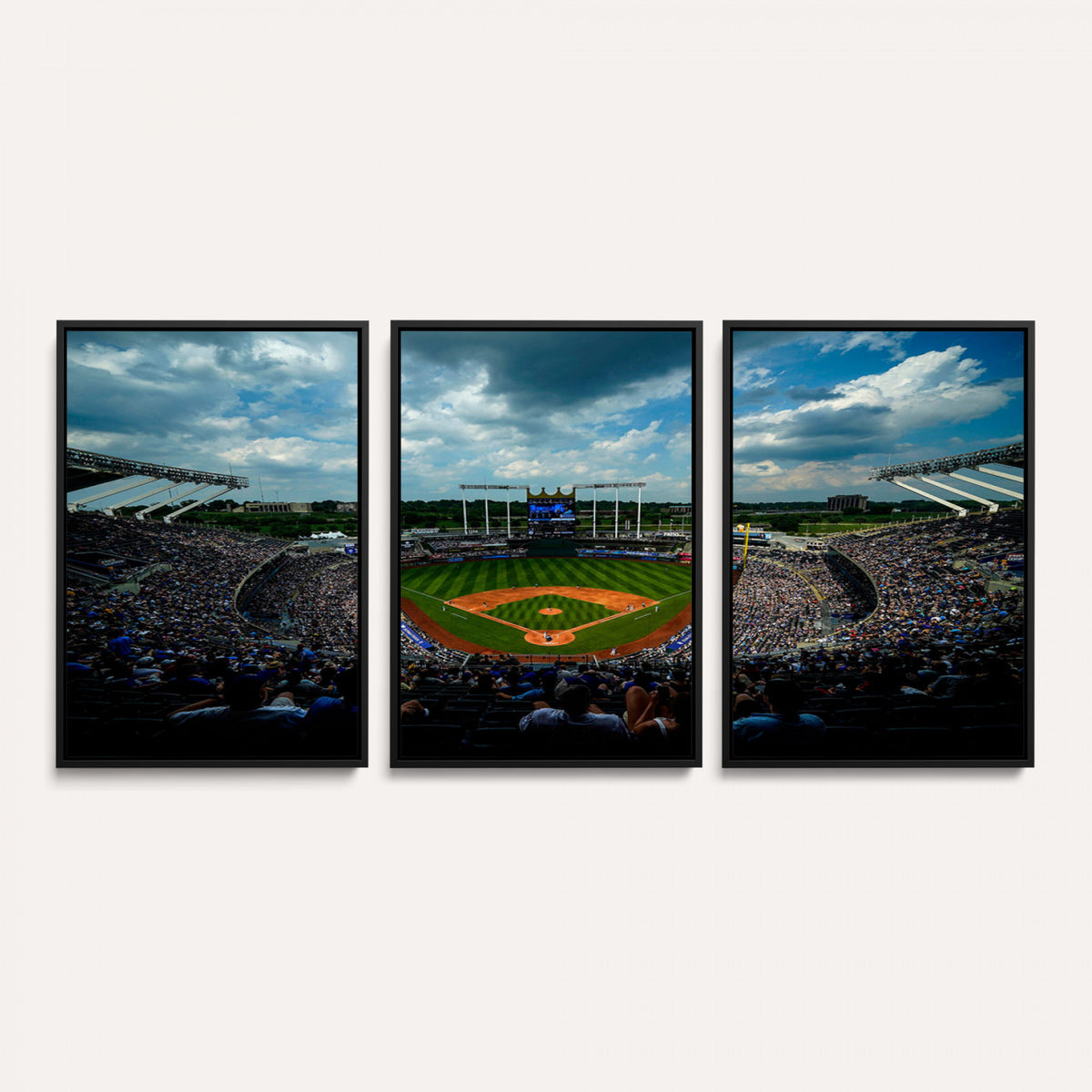 37127-MGV-CV-36X24 - 3-Panel Kauffman Stadium Wall Art Print | Large Kansas City Royals Baseball Canvas