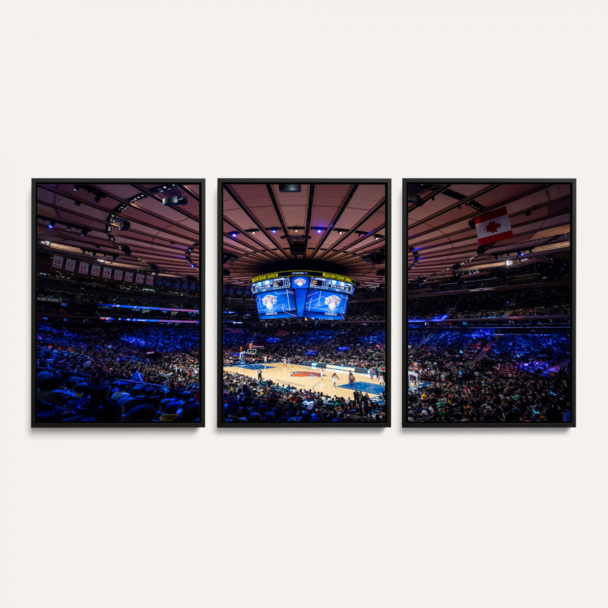 20491-MGV-CV-36X24 - Madison Square Garden Basketball Print Canvas, Basketball Game Triple Canvas Wall Art