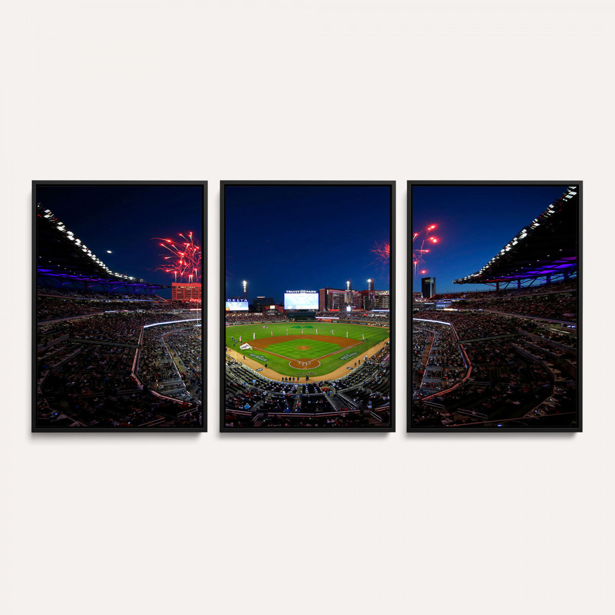50582-MGV-CV-36X24 - Truist Park Atlanta Braves Baseball Stadium Wall Art Print | Large 3-Panel Canvas Print for Sports