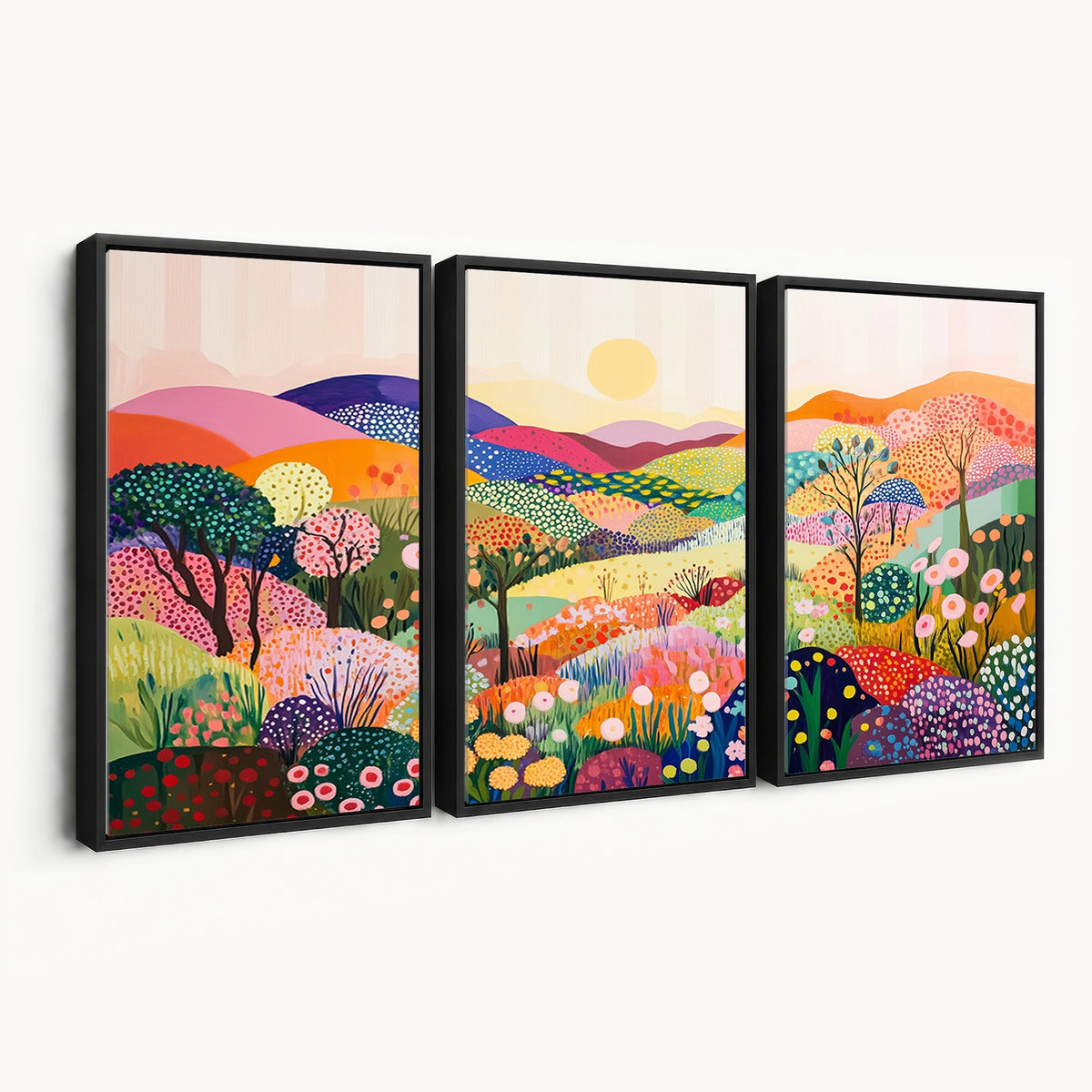 63198-MGV-CV-24X16 - Yayoi Kusama 1986 Wall Art Print, Yayoi Kusama Wabi Sabi Japanese Abstract Landscape Canvas
