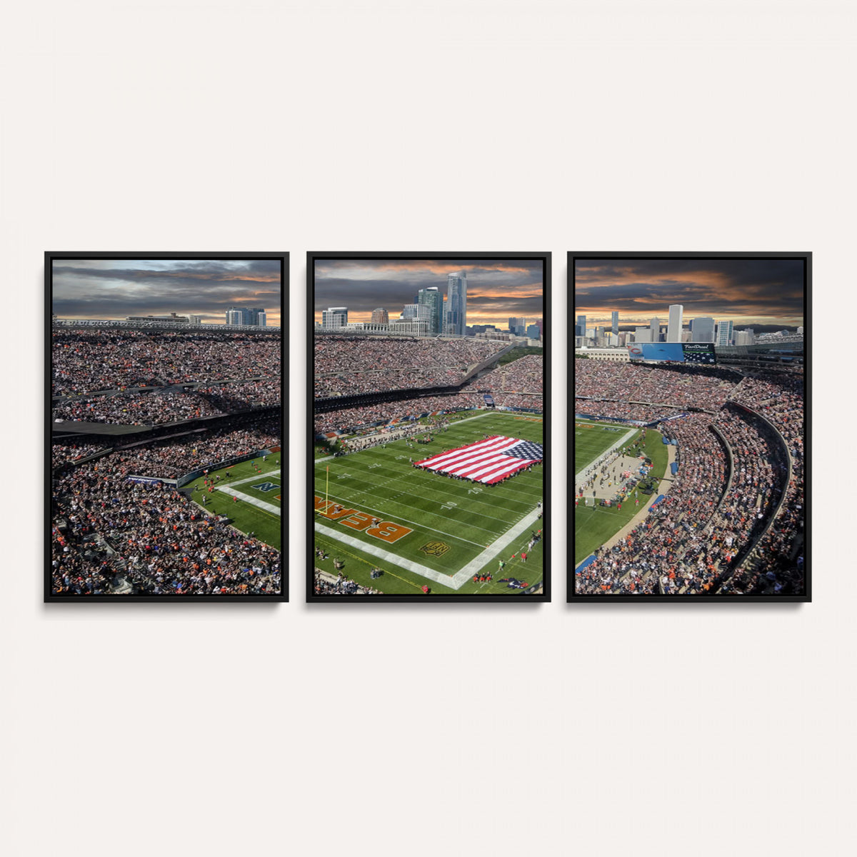 98106777-PAN-FL-20X10 - Chicago Bears Soldiers Field Wall Art Canvas Print, Extra Large Game Room Wall Decor