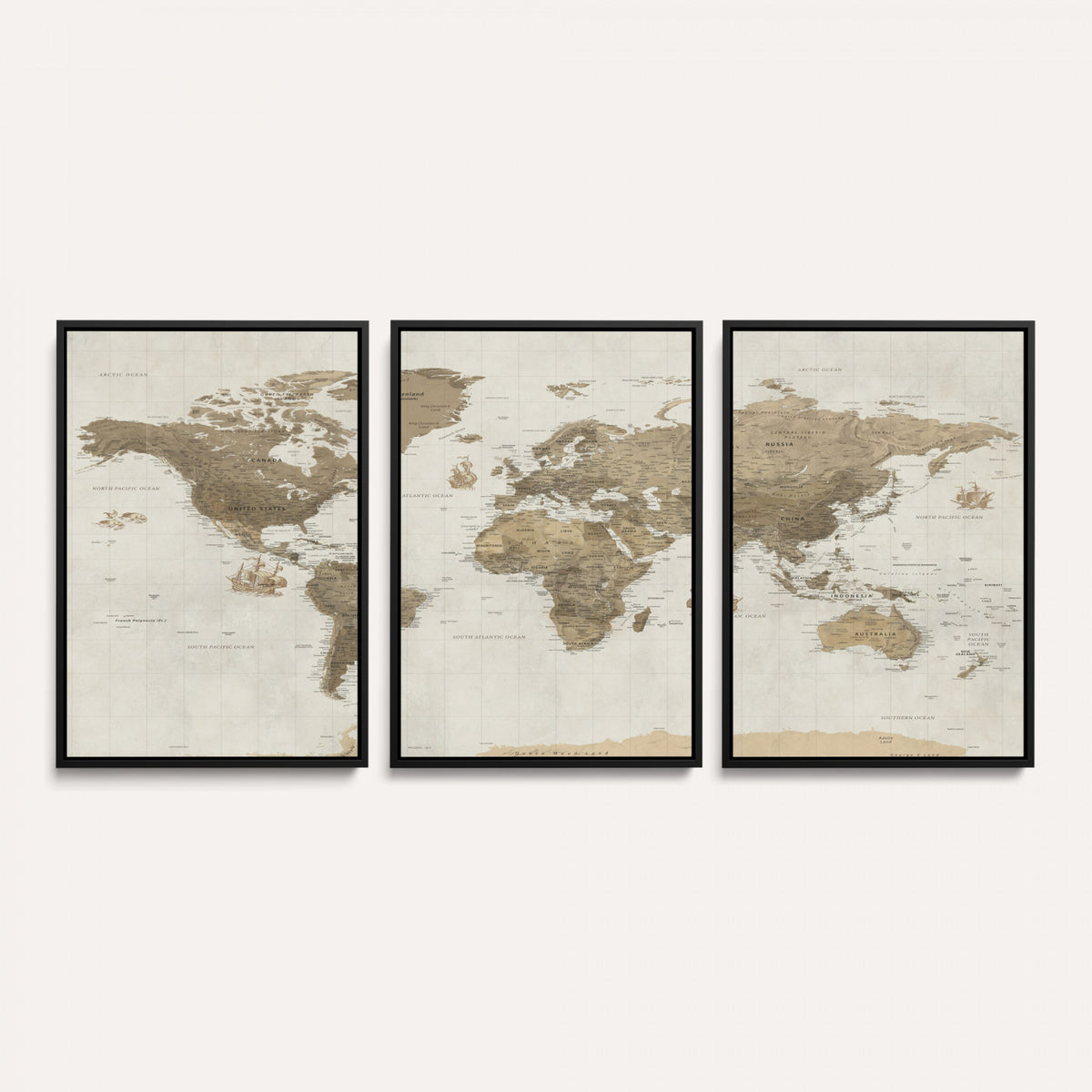 28283260-MGV-CV-36X24 - Detailed World Map Wall Art Canvas Print