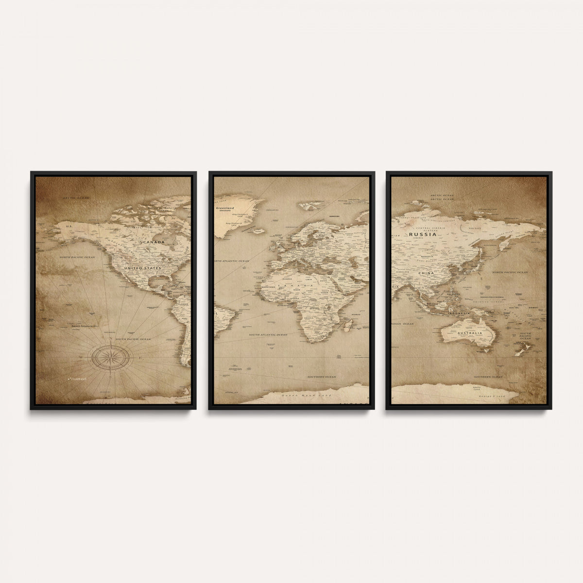 34795134-MGV-CV-36X24 - World Map Wall Art Canvas Print, Modern Decorative Framed Map Artwork Prints for Living Room, Office, Bedroom Wall Decor