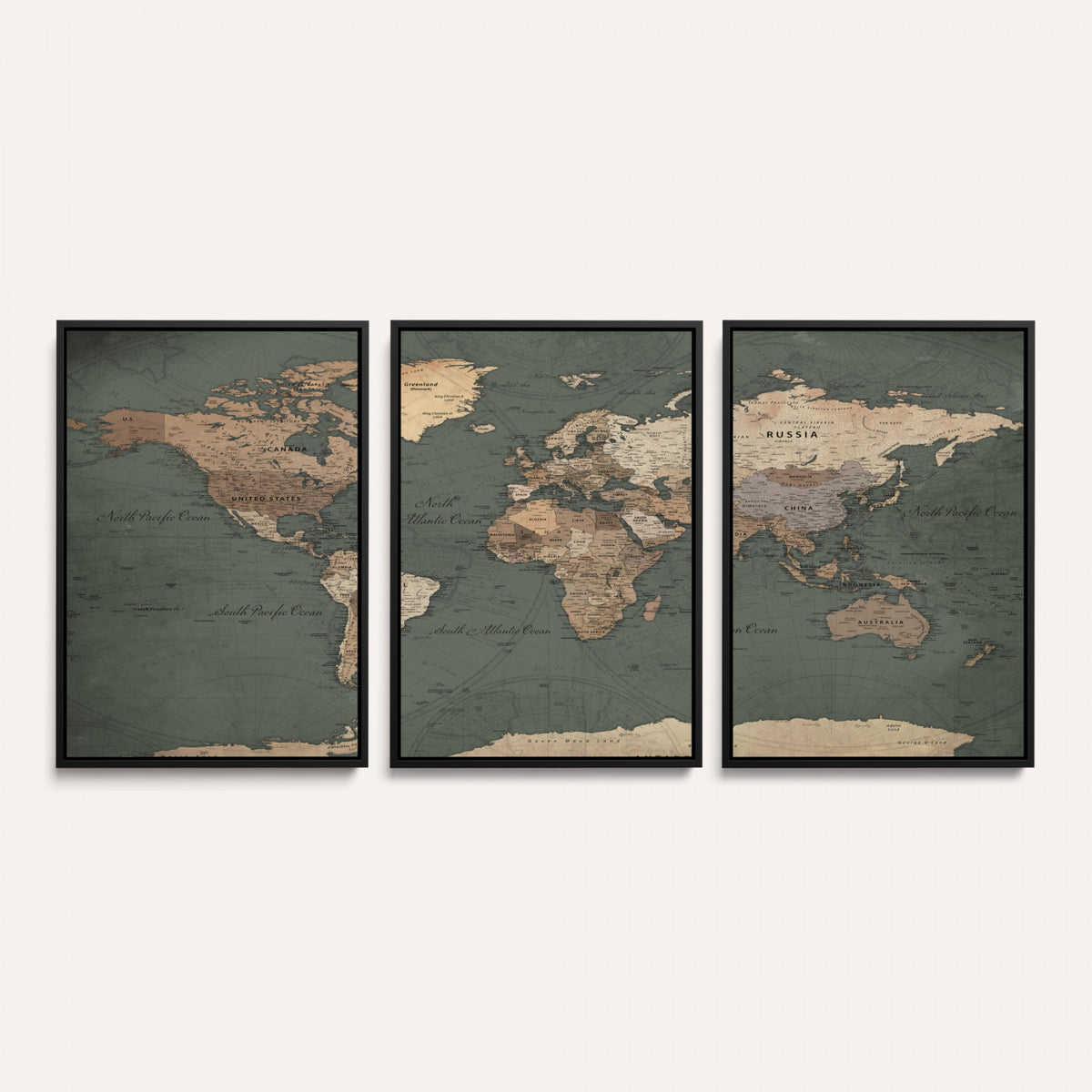 84619399-MGV-CV-36X24 - World Map Wall Art Canvas Print, Modern Decorative Framed Map Artwork Prints for Living Room, Office, Bedroom Wall Decor