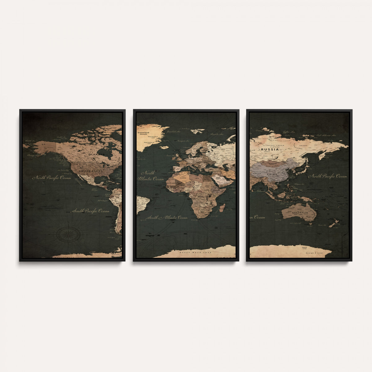 62059333-MGV-CV-36X24 - World Map Wall Art Canvas Print, Modern Decorative Framed Map Artwork Prints for Living Room, Office, Bedroom Wall Decor