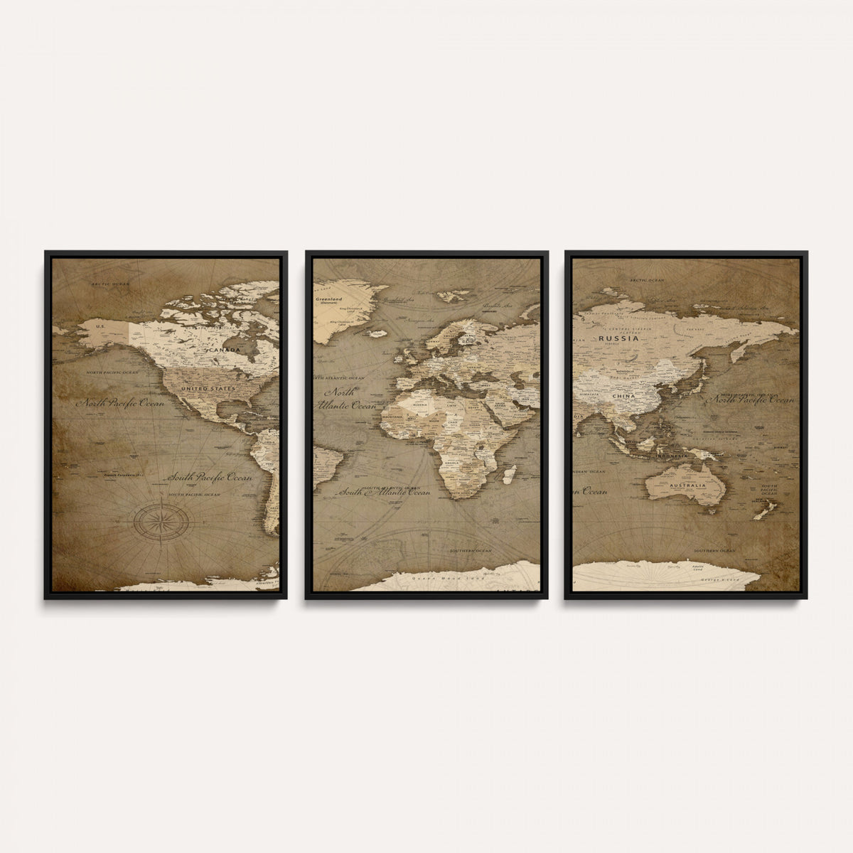 82314635-MGV-CV-36X24 - World Map Wall Art Canvas Print, Modern Decorative Framed Map Artwork Prints for Living Room, Office, Bedroom Wall Decor