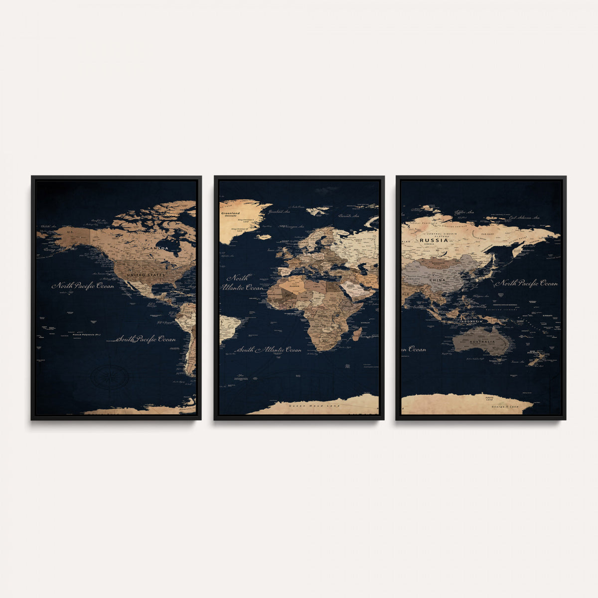 53971530-MGV-CV-36X24 - World Map Wall Art Canvas Print, Modern Decorative Framed Map Artwork Prints for Living Room, Office, Bedroom Wall Decor