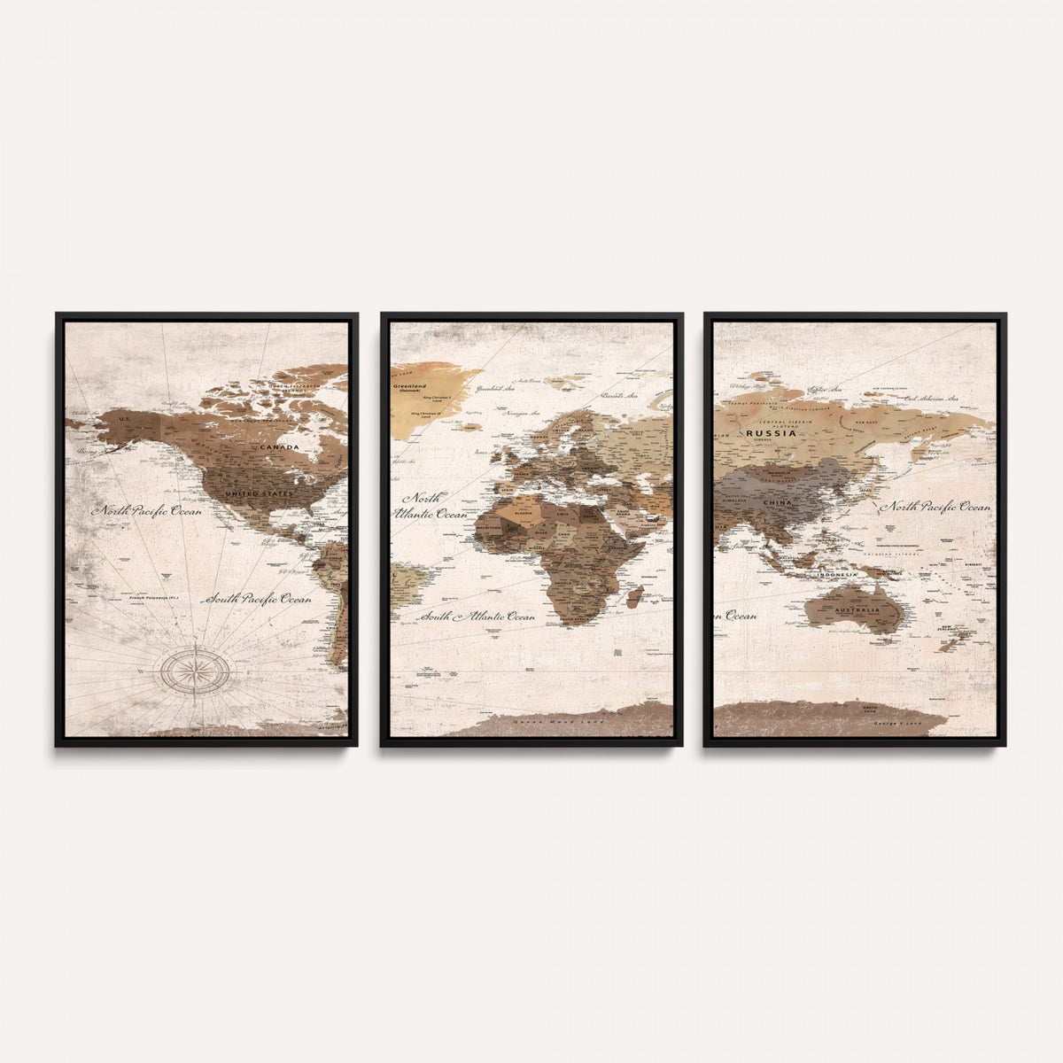 38923639-MGV-CV-36X24 - World Map Wall Art Canvas Print, Modern Decorative Framed Map Artwork Prints for Living Room, Office, Bedroom Wall Decor