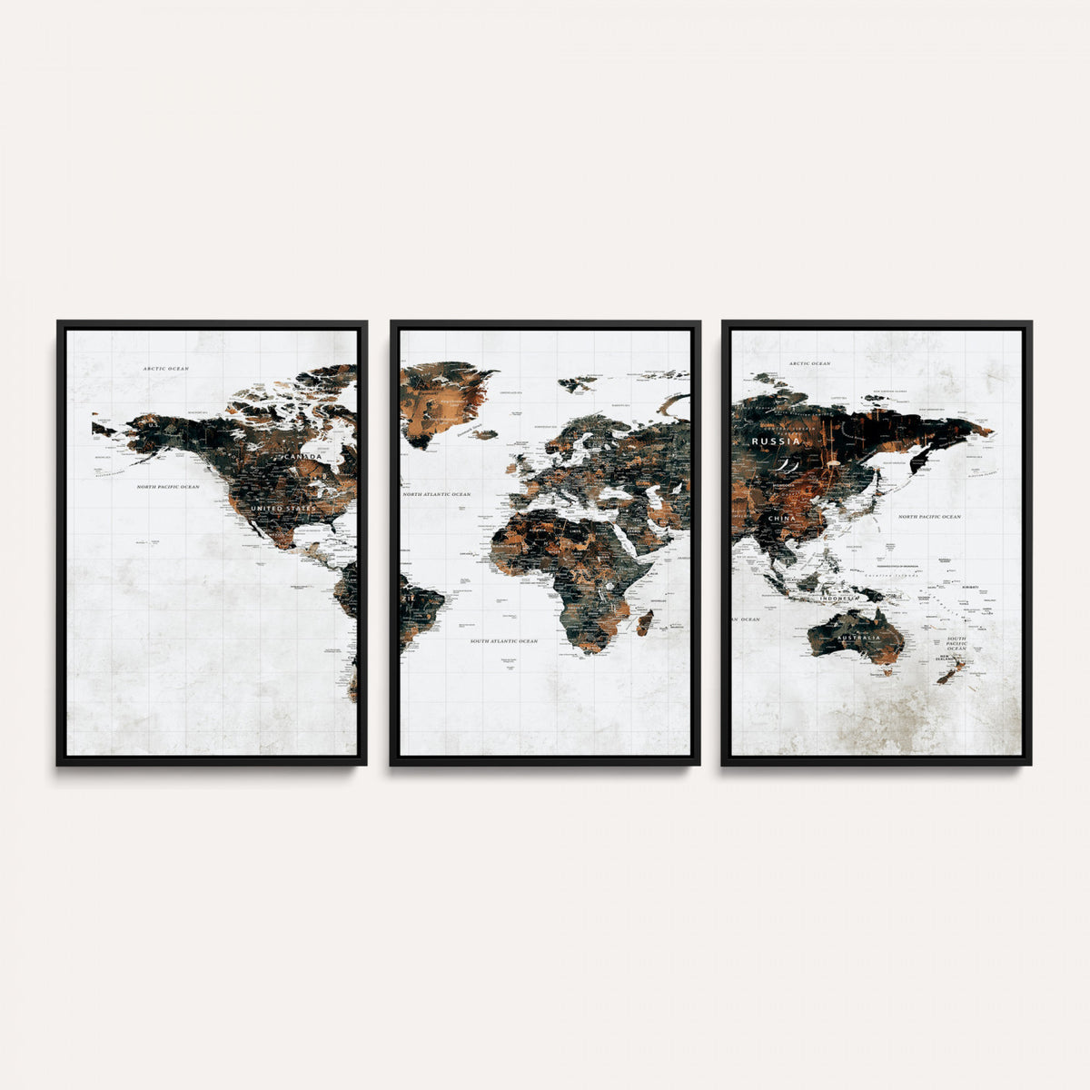 60008766-MGV-CV-36X24 - Large World Map Canvas Print – Framed Travel Map Wall Art