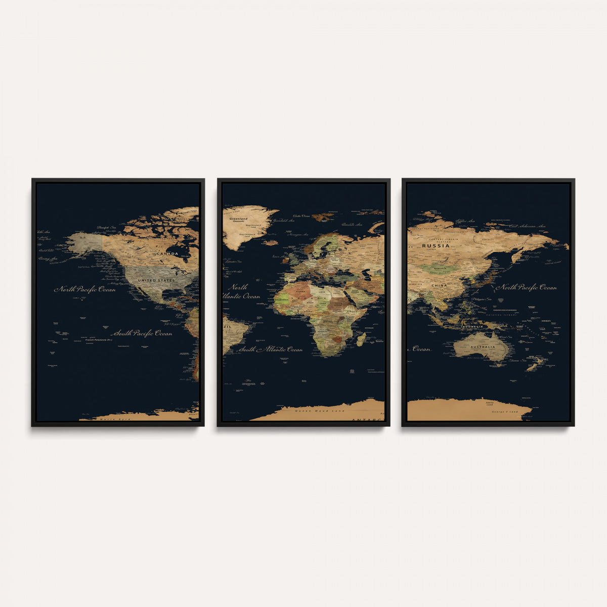 94449133-MGV-CV-36X24 - Vintage World Map Canvas on the Dark Background Wall Art