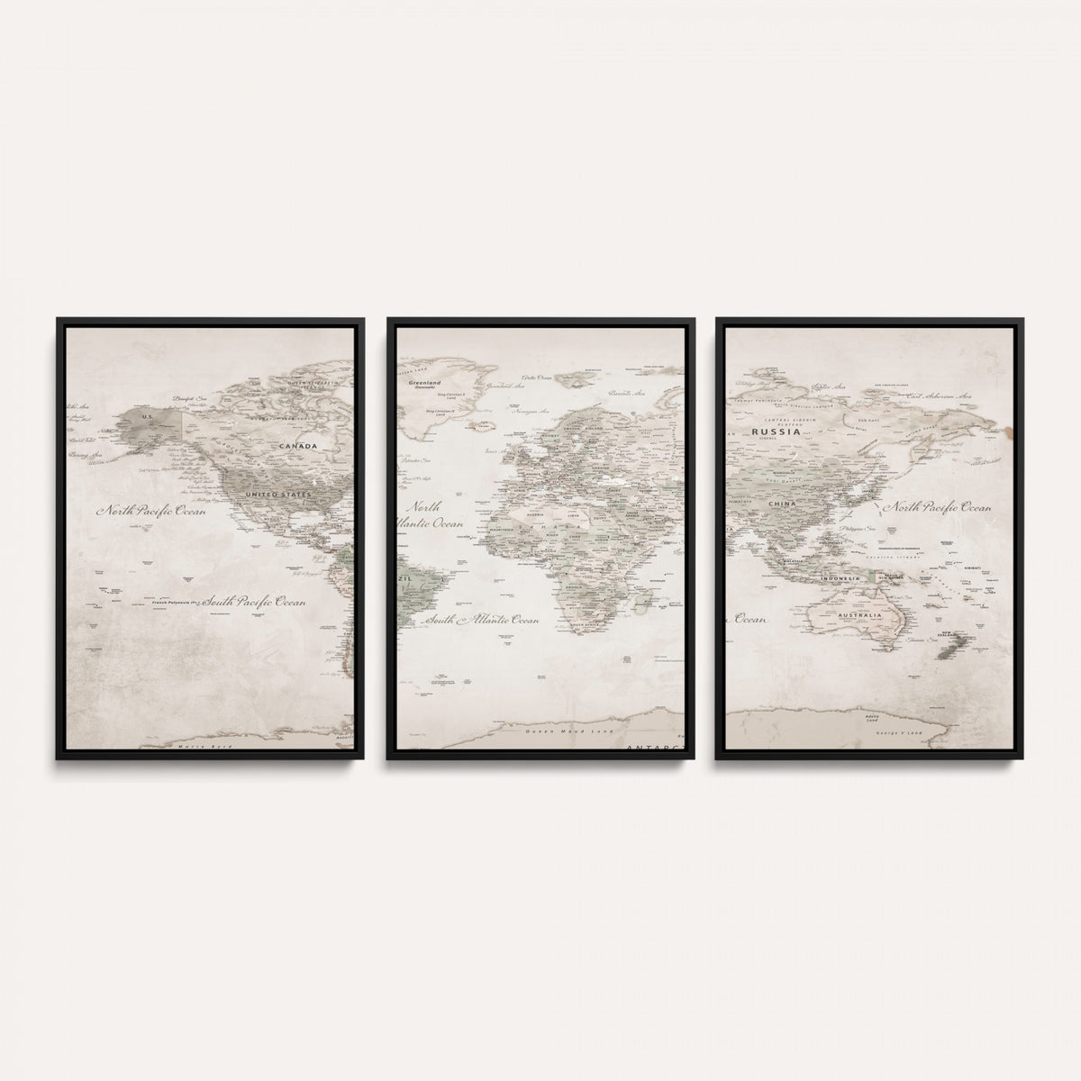 90355419-MGV-CV-36X24 - Antique Style World Map Canvas Print | Vintage Detailed World Map Art for Travel Lovers