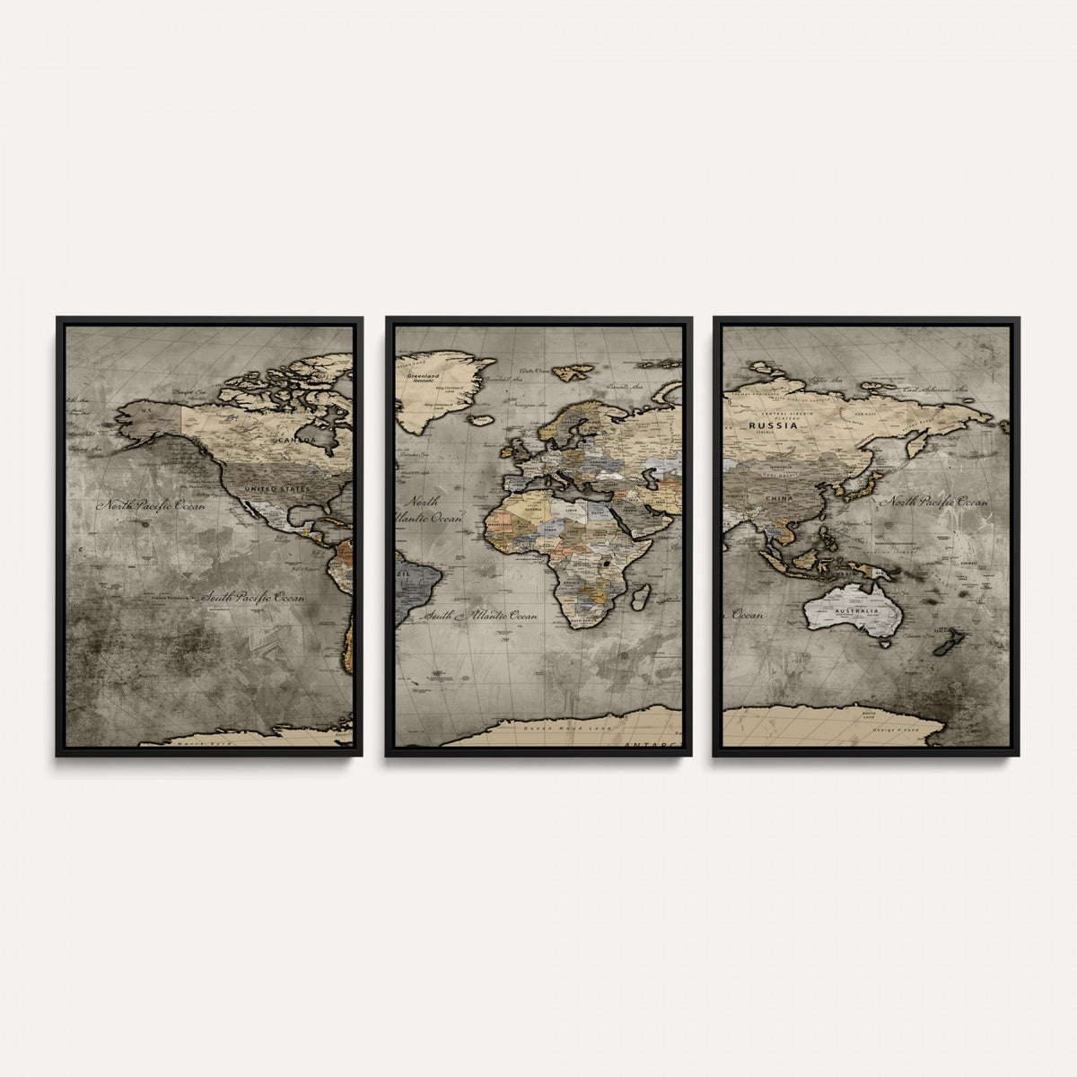 85218700-MGV-CV-36X24 - World Map Canvas Print, Detailed Map of the World Wall Art