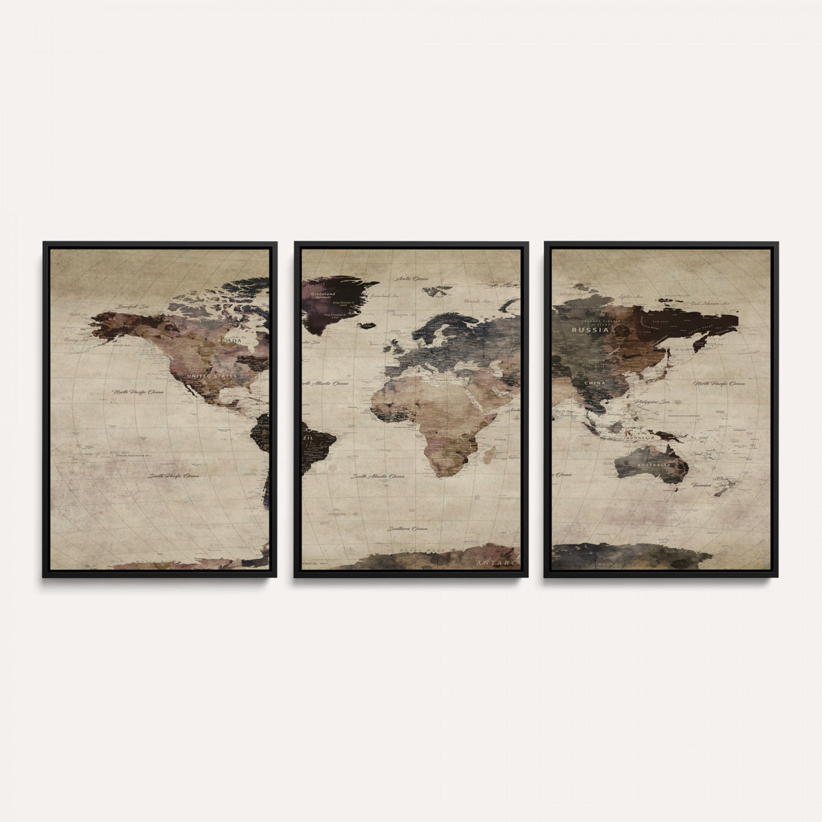 59159103-MGV-CV-36X24 - World Map Canvas Print, Detailed Map of the World, Adventure Gift for Couples and Anniversaries