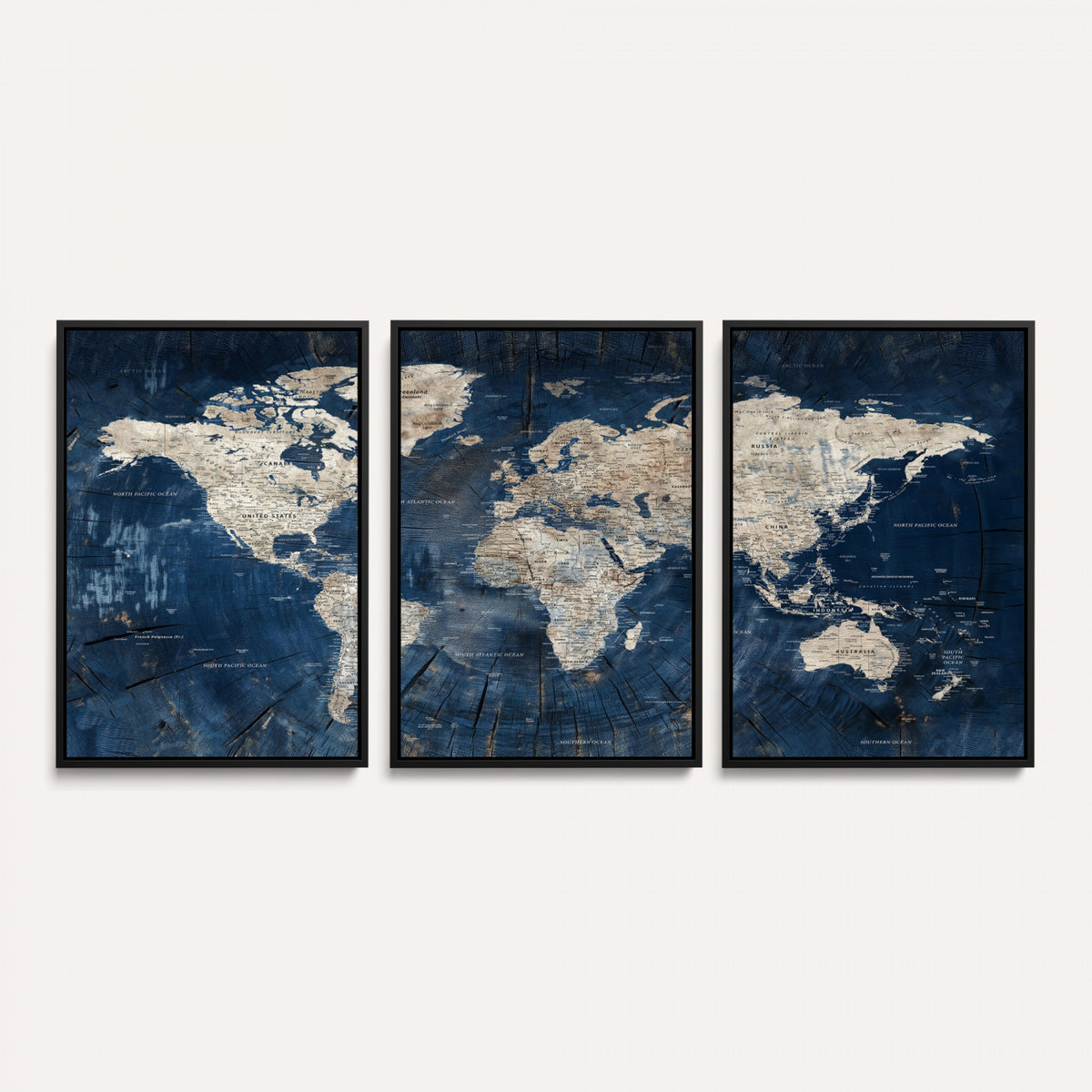 56126010-MGV-CV-36X24 - Large Blue World Map Wall Art Canvas Print for Home Office
