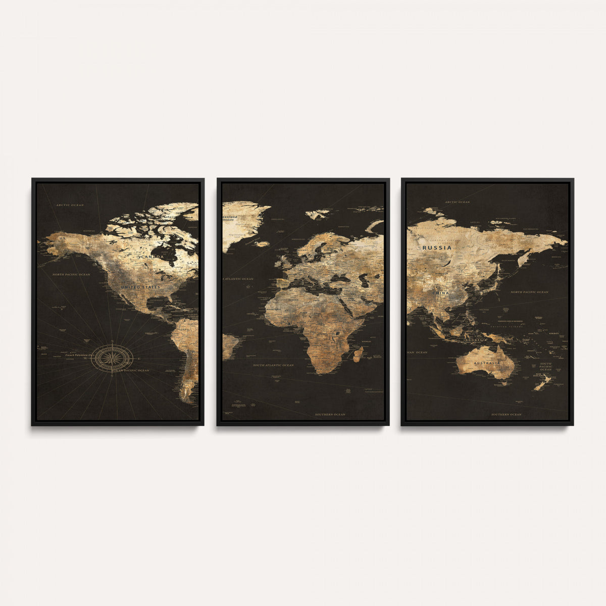 70985630-MGV-CV-36X24 - Framed World Map with Pin Canvas Print – Detailed World Map