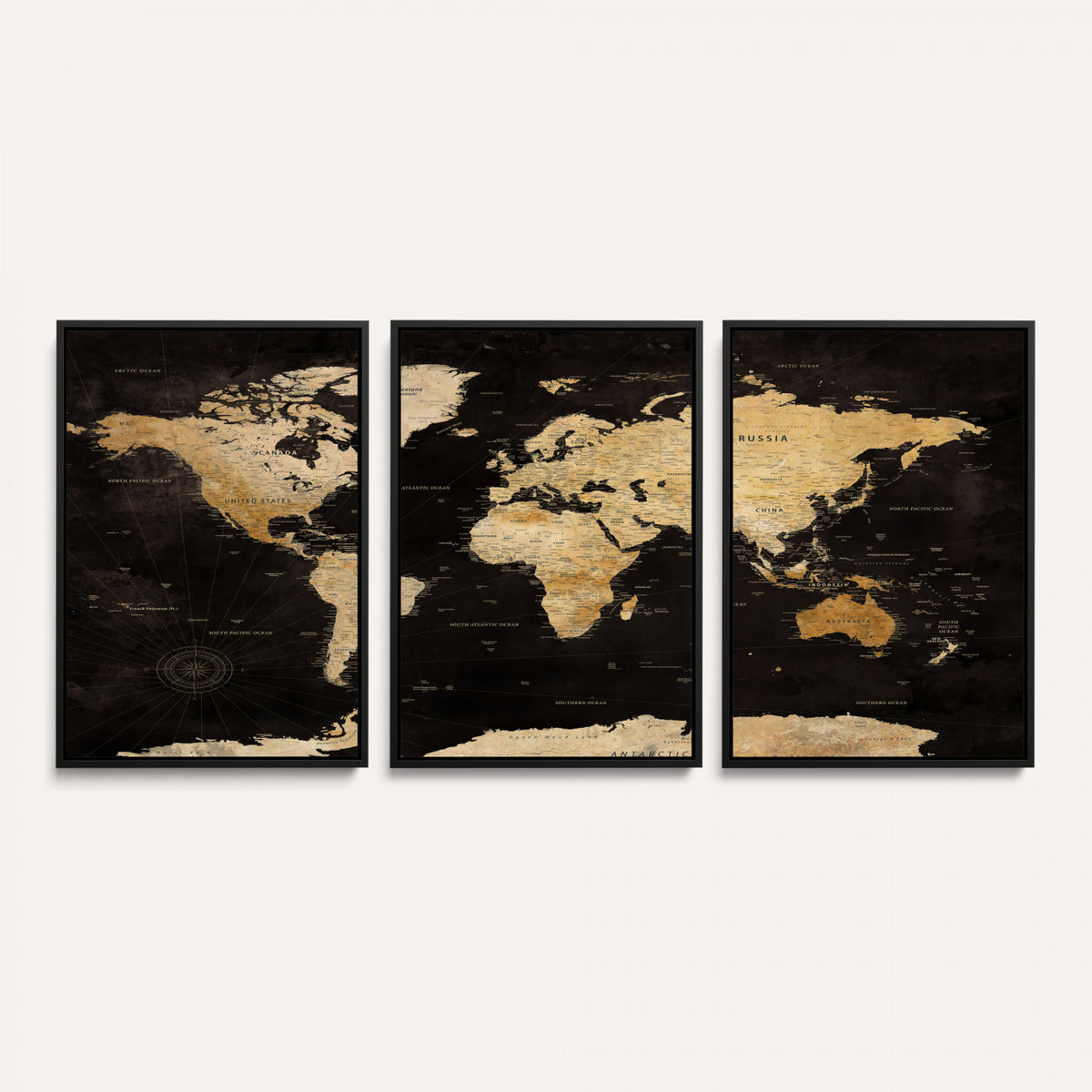 70468159-MGV-CV-36X24 - Extra Large World Map Canvas Print – Detailed Map Classic