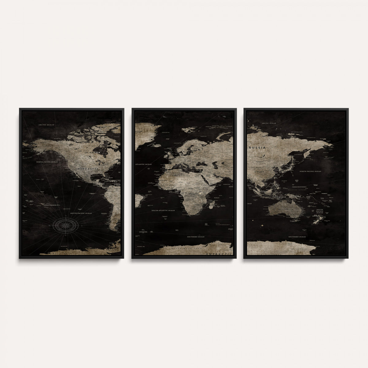 56225956-MGV-CV-36X24 - Detailed World Map Wall Art Print - Large Framed World Map