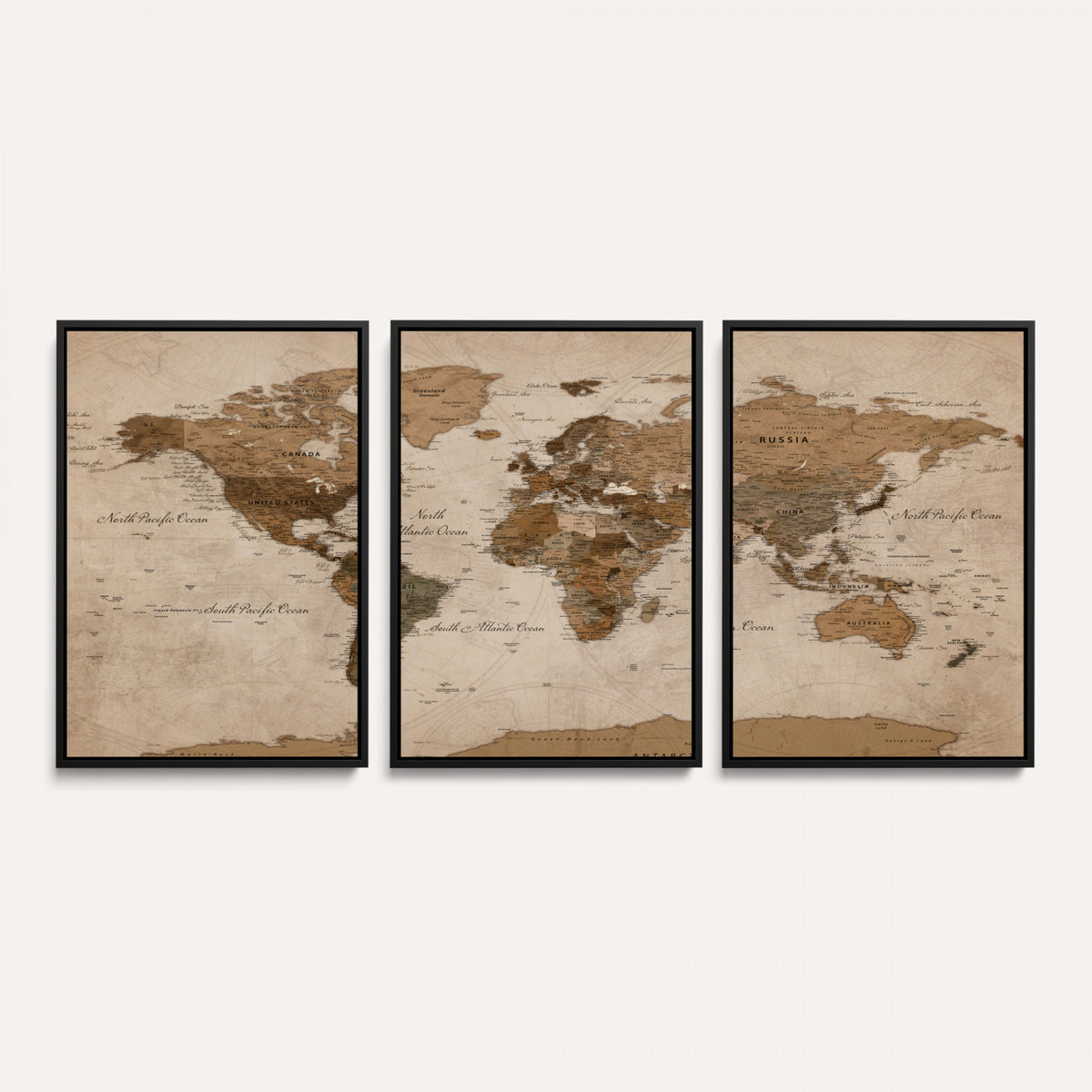 40064188-MGV-CV-36X24 - World Map Wall Art Canvas Print, Modern Decorative Framed Map Artwork Prints for Living Room, Office, Bedroom Wall Decor