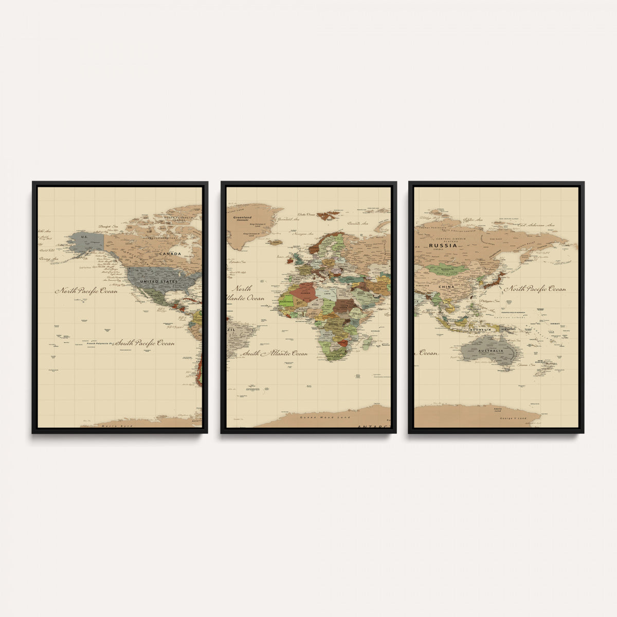 31407854-MGV-CV-36X24 - World Map Wall Art Canvas Print, Modern Decorative Framed Map Artwork Prints for Living Room, Office, Bedroom Wall Decor