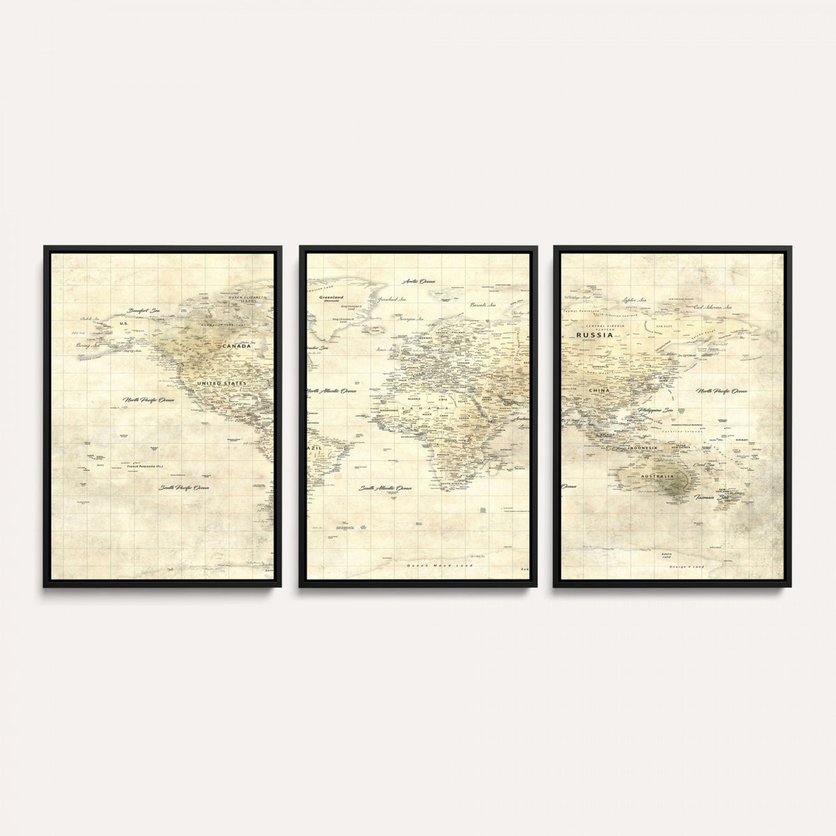 17101439-MGV-CV-36X24 - World Map Wall Art Canvas Print, Modern Decorative Framed Map Artwork Prints for Living Room, Office, Bedroom Wall Decor