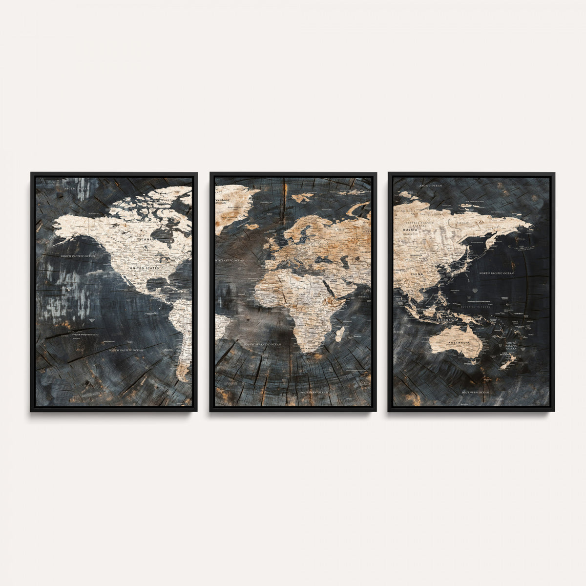 89162112-MGV-CV-36X24 - World Map Wall Art Canvas Print, Modern Decorative Framed Map Artwork Prints for Living Room, Office, Bedroom Wall Decor