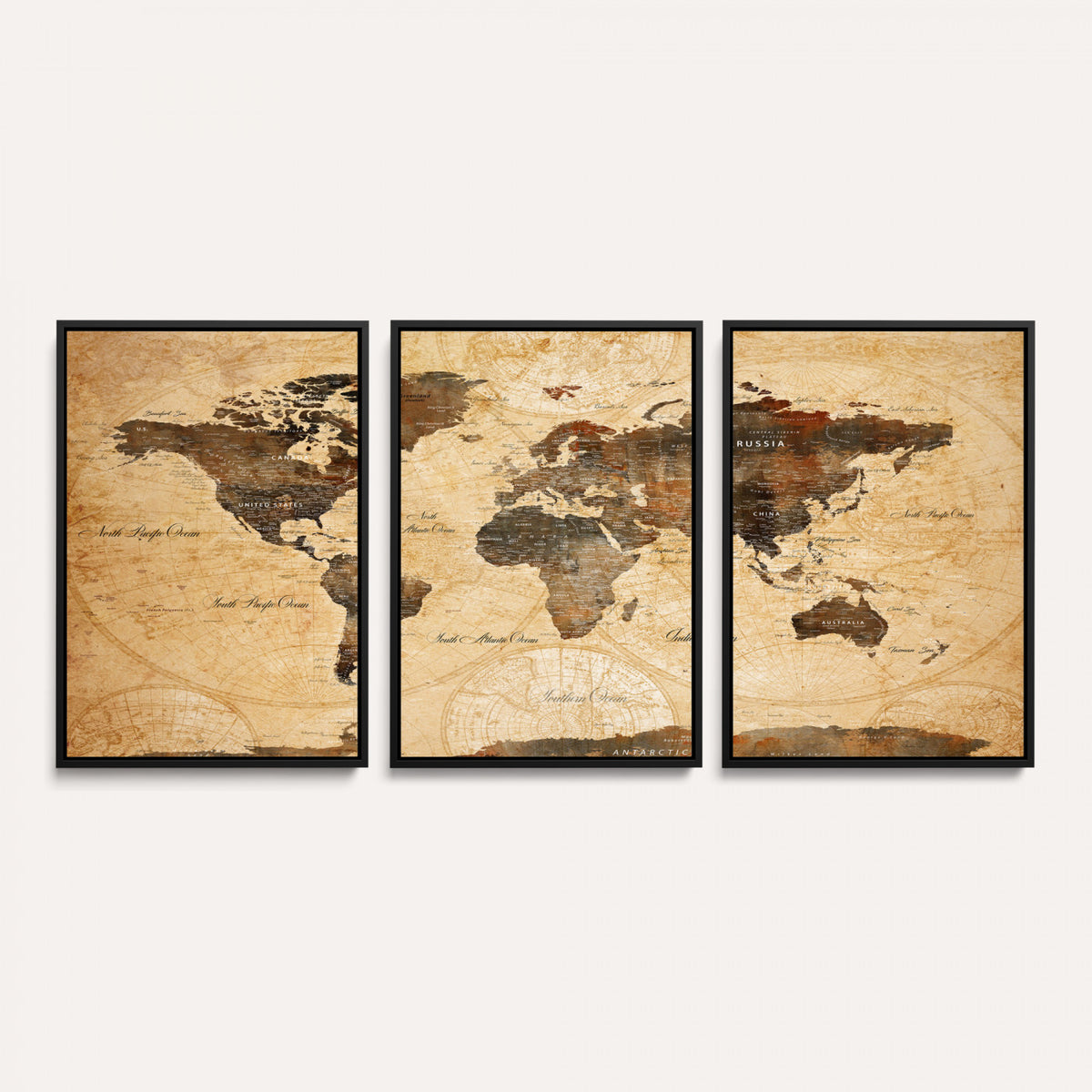 63156625-MGV-CV-36X24 - World Map Wall Art Canvas Print, Modern Decorative Framed Map Artwork Prints for Living Room, Office, Bedroom Wall Decor
