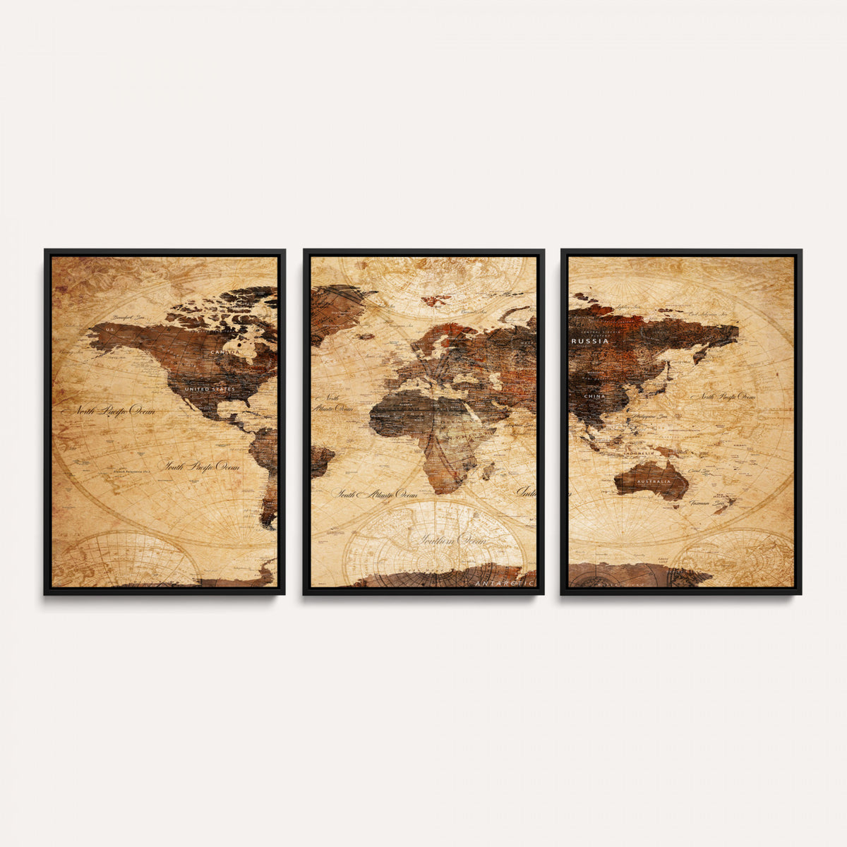 40760475-MGV-CV-36X24 - World Map Wall Art Canvas Print, Modern Decorative Framed Map Artwork Prints for Living Room, Office, Bedroom Wall Decor