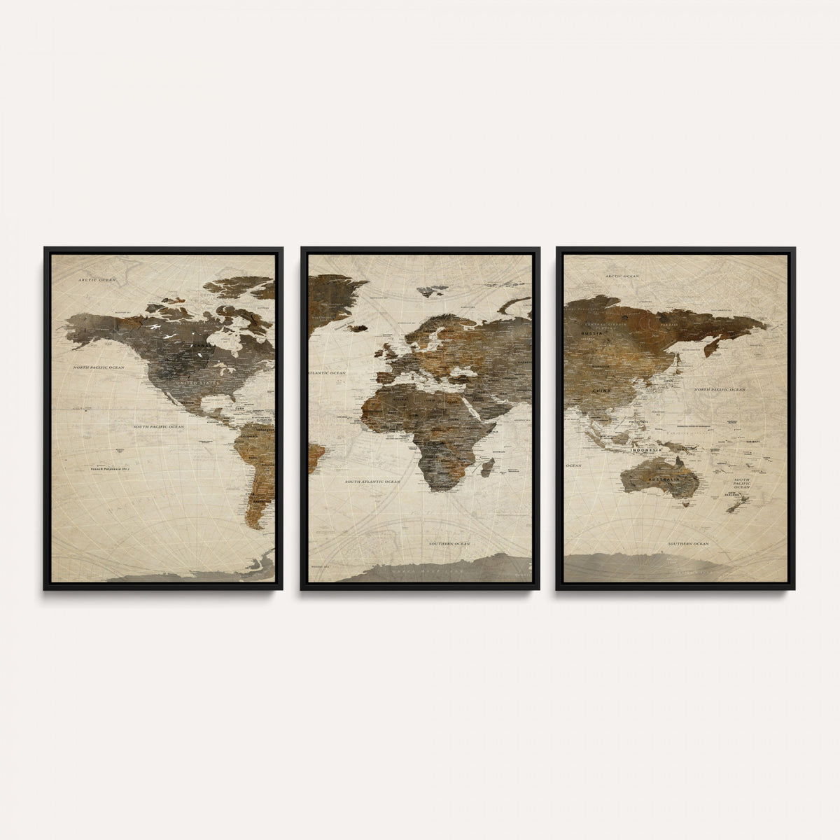 49623468-MGV-CV-36X24 - World Map Wall Art Canvas Print, Modern Decorative Framed Map Artwork Prints for Living Room, Office, Bedroom Wall Decor