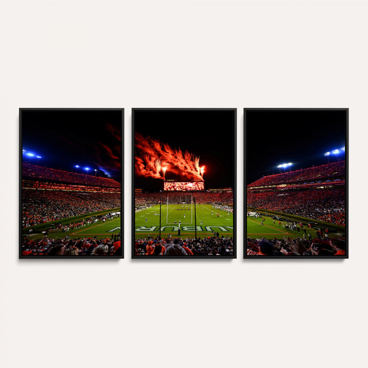 81918884-MGV-CV-36X24 - Auburn Stadium Wall Art Canvas Print, College Football Night Game Crowd, Jordan Hare Stadium Artwork