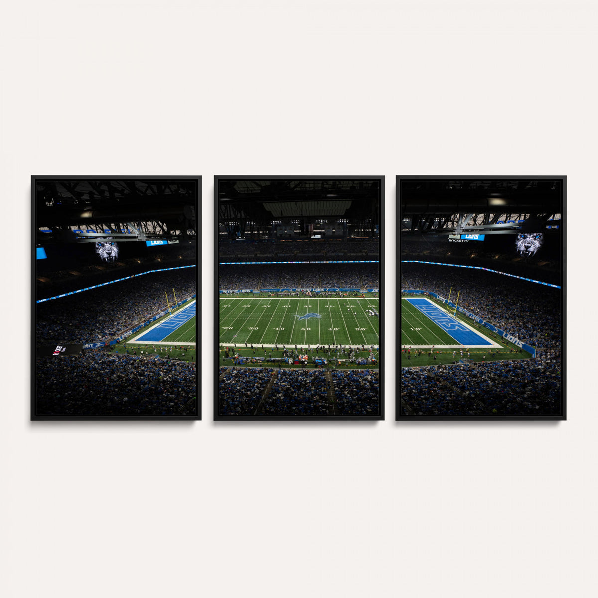 16709602-MGV-CV-36X24 - Detroit Lions Stadium Wall Art Canvas Print, Football Field Panorama