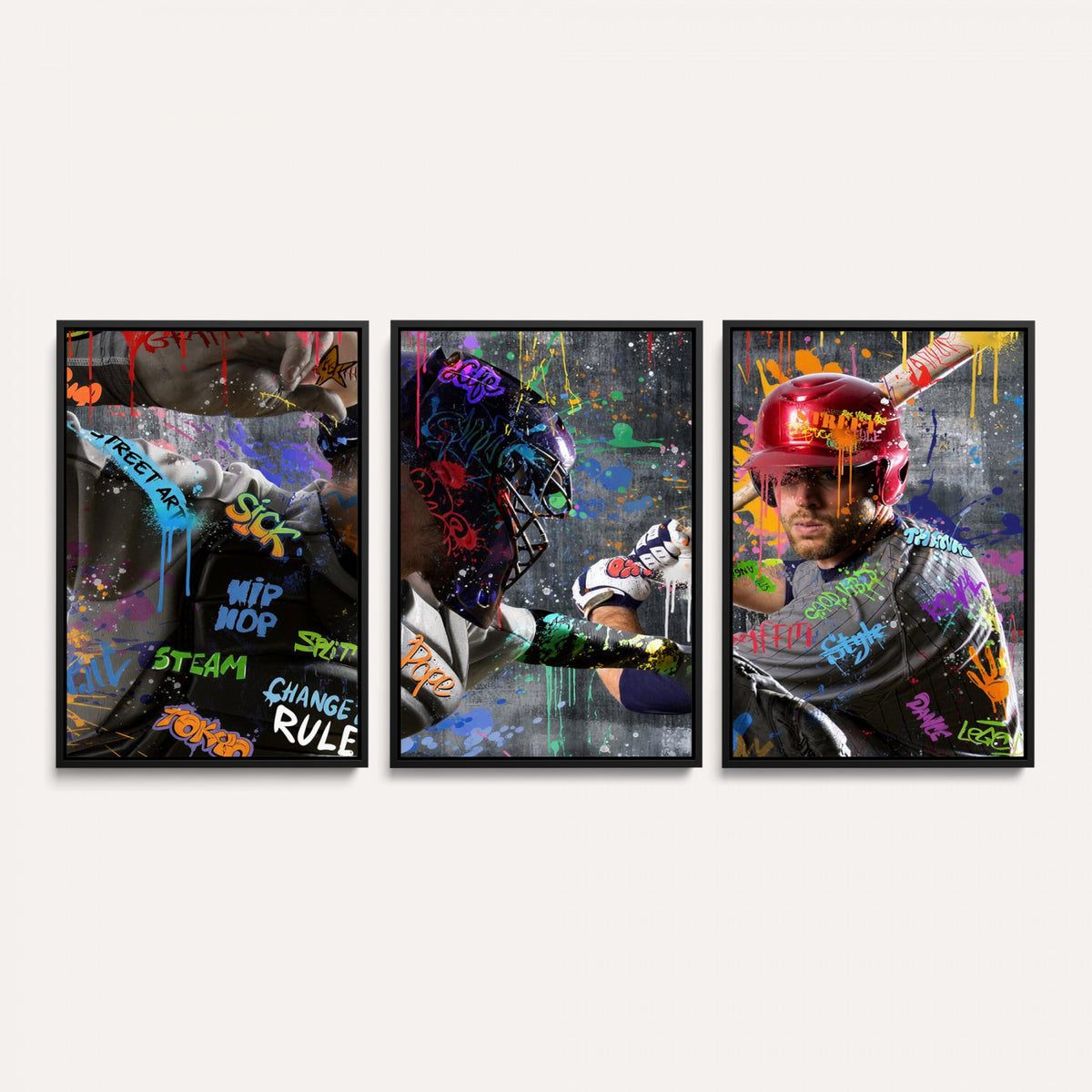 19634994-MGV-CV-36X24 - Graffiti Baseball Player Street Art Wall Art Canvas Print