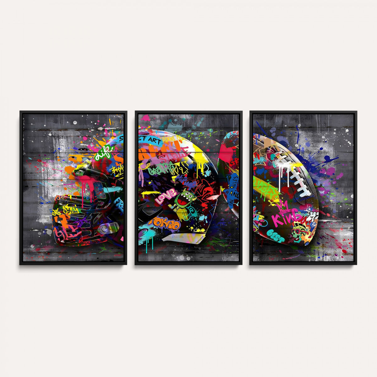80540773-MGV-CV-36X24 - Graffiti American Football Helmet Street Art Wall Art Canvas Print