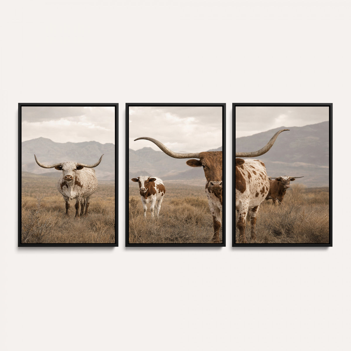 62336425AD-MGV-CV-36X24 - Rustic Texas Longhorn Cow Canvas Wall Art Print, Rustic Farm Animal Photography Print, Farmhouse Country Decor, Western Ranch Art
