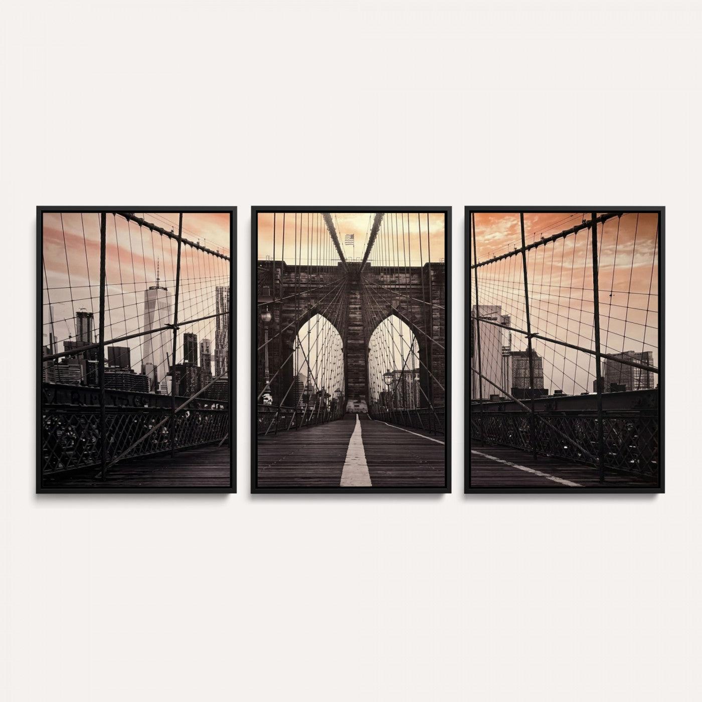 93226664-MGV-CV-36X24 - Brooklyn Bridge Canvas Wall Art, New York City Skyline Photography Print, NYC Landmark Urban Decor Artwork