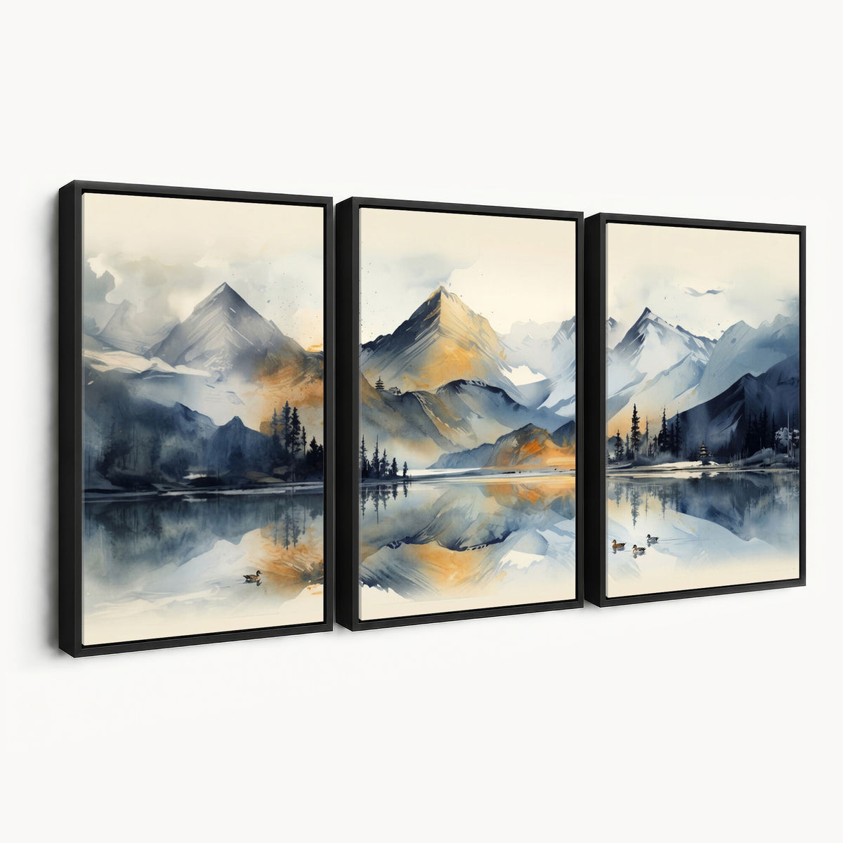 10196184T-MGV-CV-36X24 - Lake Abstract Mountain Wall Art Canvas Print