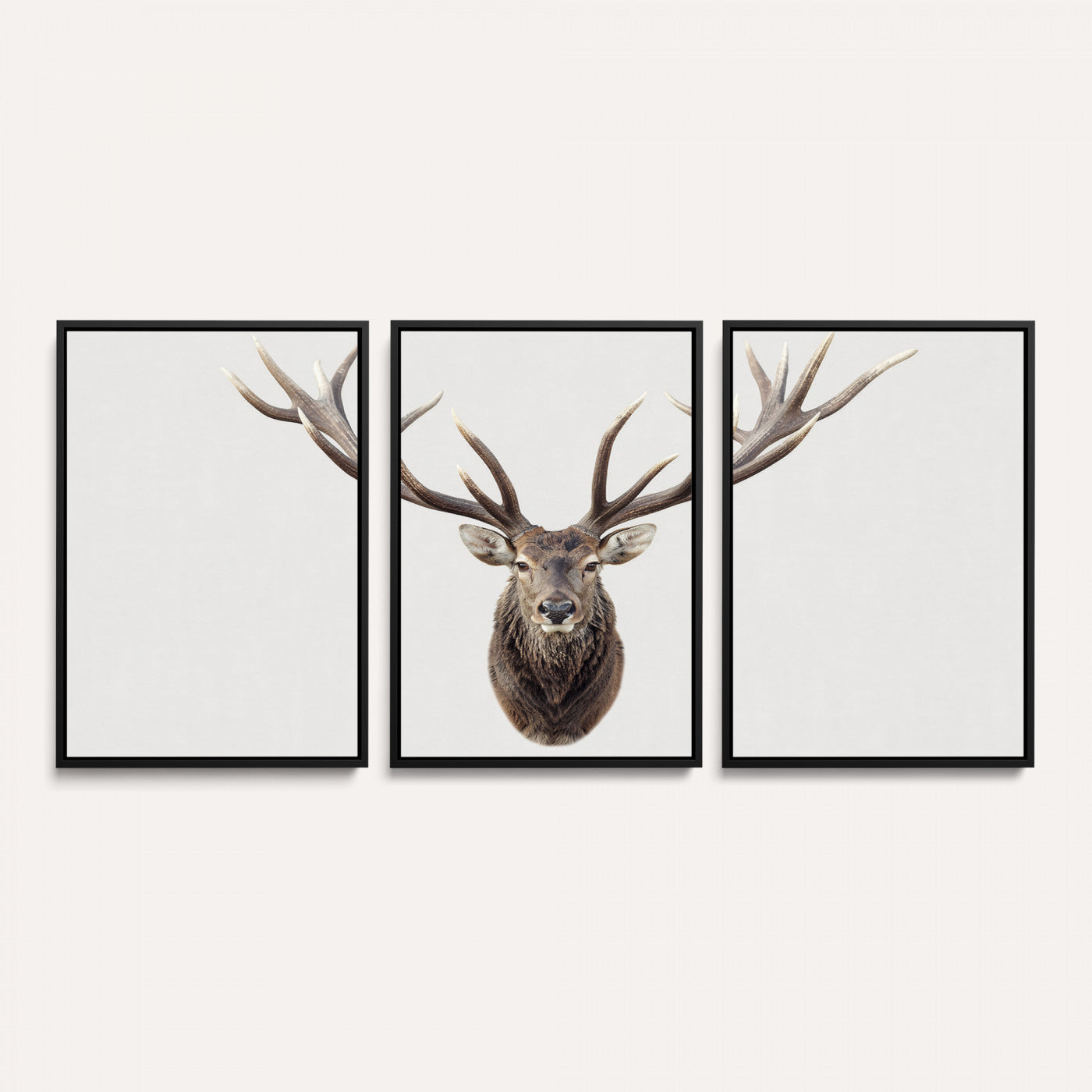 840173GY-MGV-CV-36X24 - Majestic Red Deer Canvas Wall Art – Stag Antlers Horns Print, Wildlife Hunting Poster, Rustic Cabin Lodge Decor