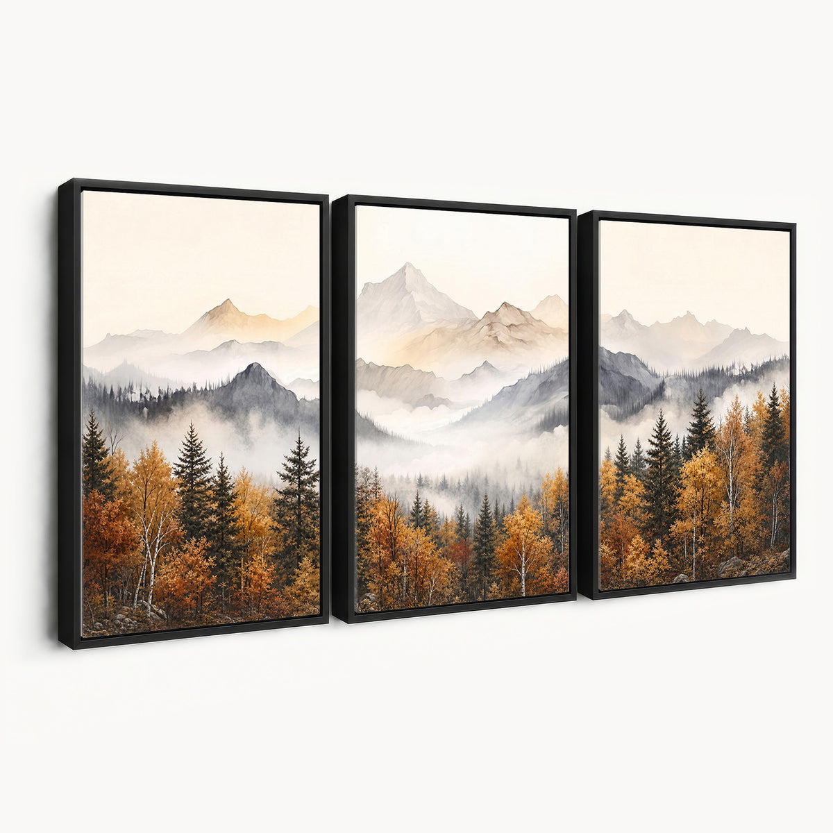 19544118-_Poster-30x20 - Misty Mountain Autumn Forest Canvas Wall Art - Watercolor Fall Nature Landscape Print