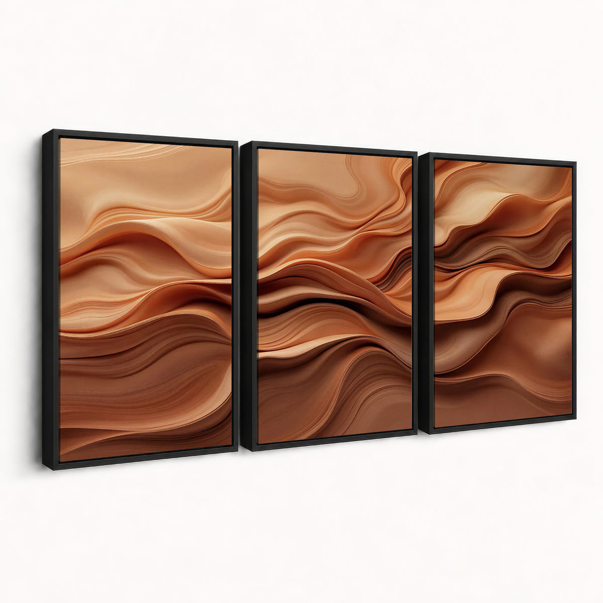 82230697-MGV-CV-36X24 - Modern Abstract Fluid Waves Canvas Wall Art - Minimalist Warm Terracotta Beige Sand Print