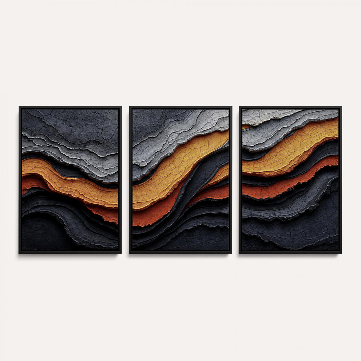59852489-MGV-CV-36X24 - Abstract Waves Canvas Wall Art - Modern Terracotta and Charcoal Gray Print