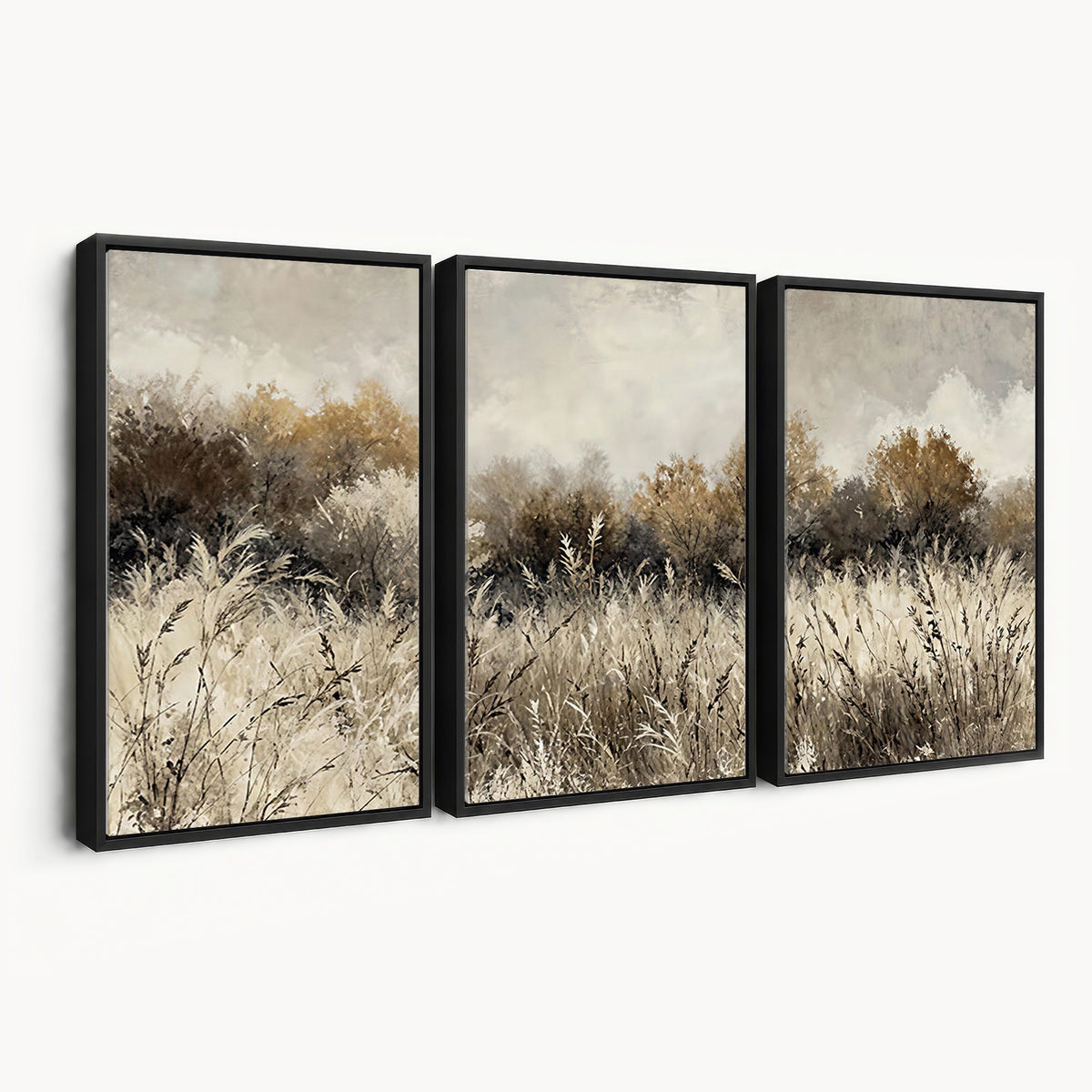 53959945-_Poster-30x20 - Muted Neutral Forest Landscape Canvas Wall Art - Vintage Rustic Wildflower Meadow Print